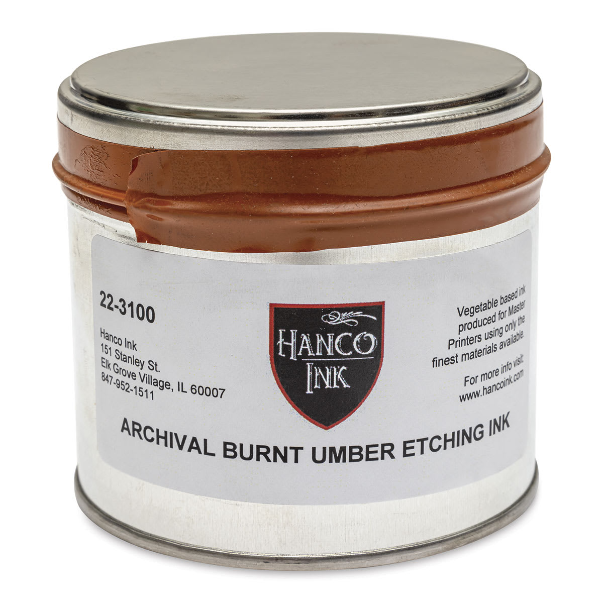 Hanco Oil Based Etching Ink - 1 lb, Burnt Umber - front