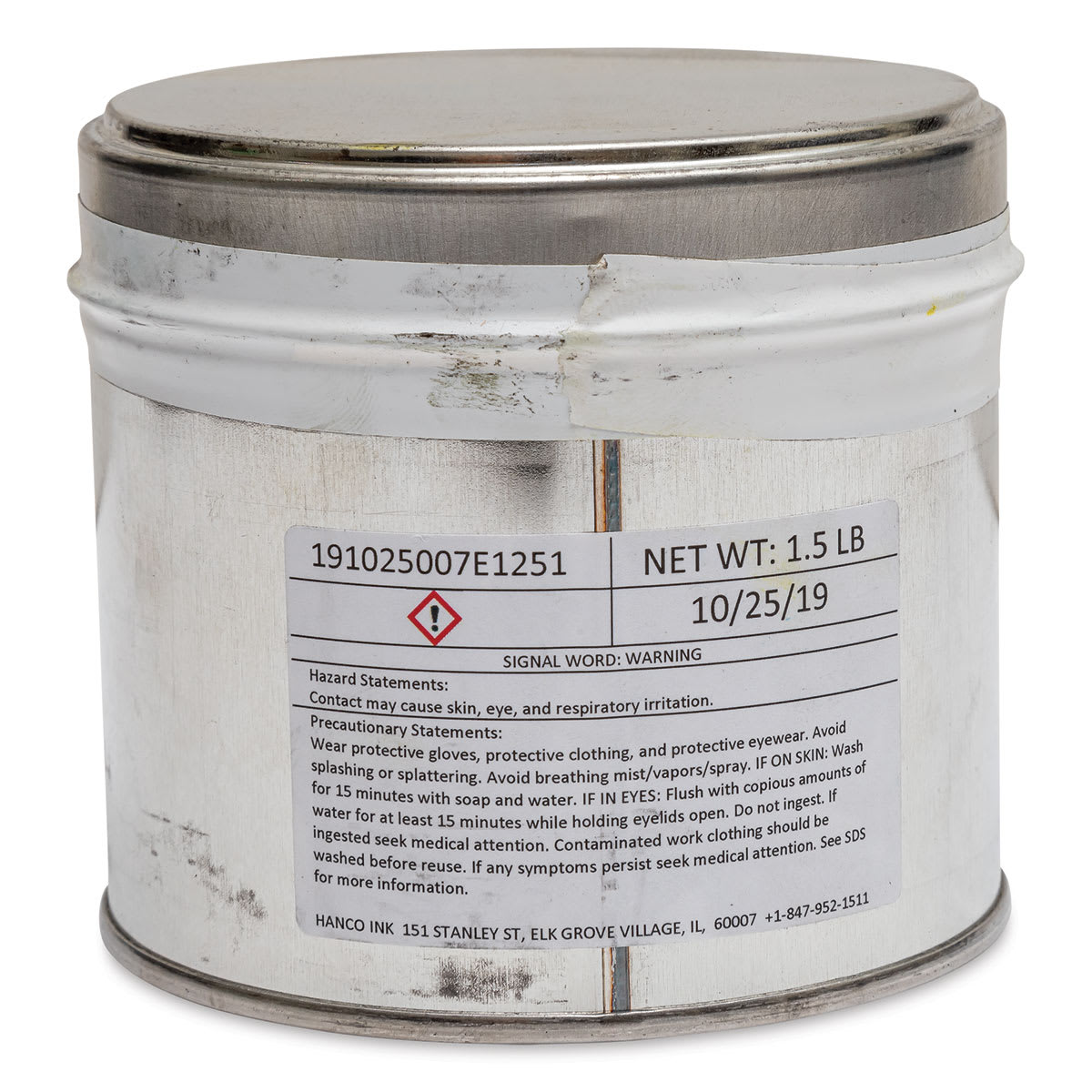 Hanco Litho Ink - 1 lb, Opaque White - back