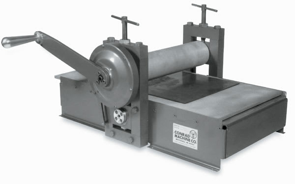 Conrad Blankets for E12 Etching Press - 12" x 24" - in use, wide view