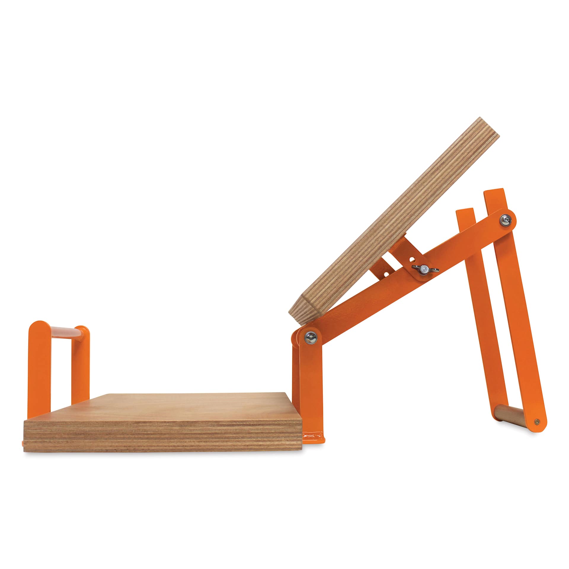 Woodzilla Hand Lino Press - Mandarin Orange, 11-3/4" x 16-1/2", press open