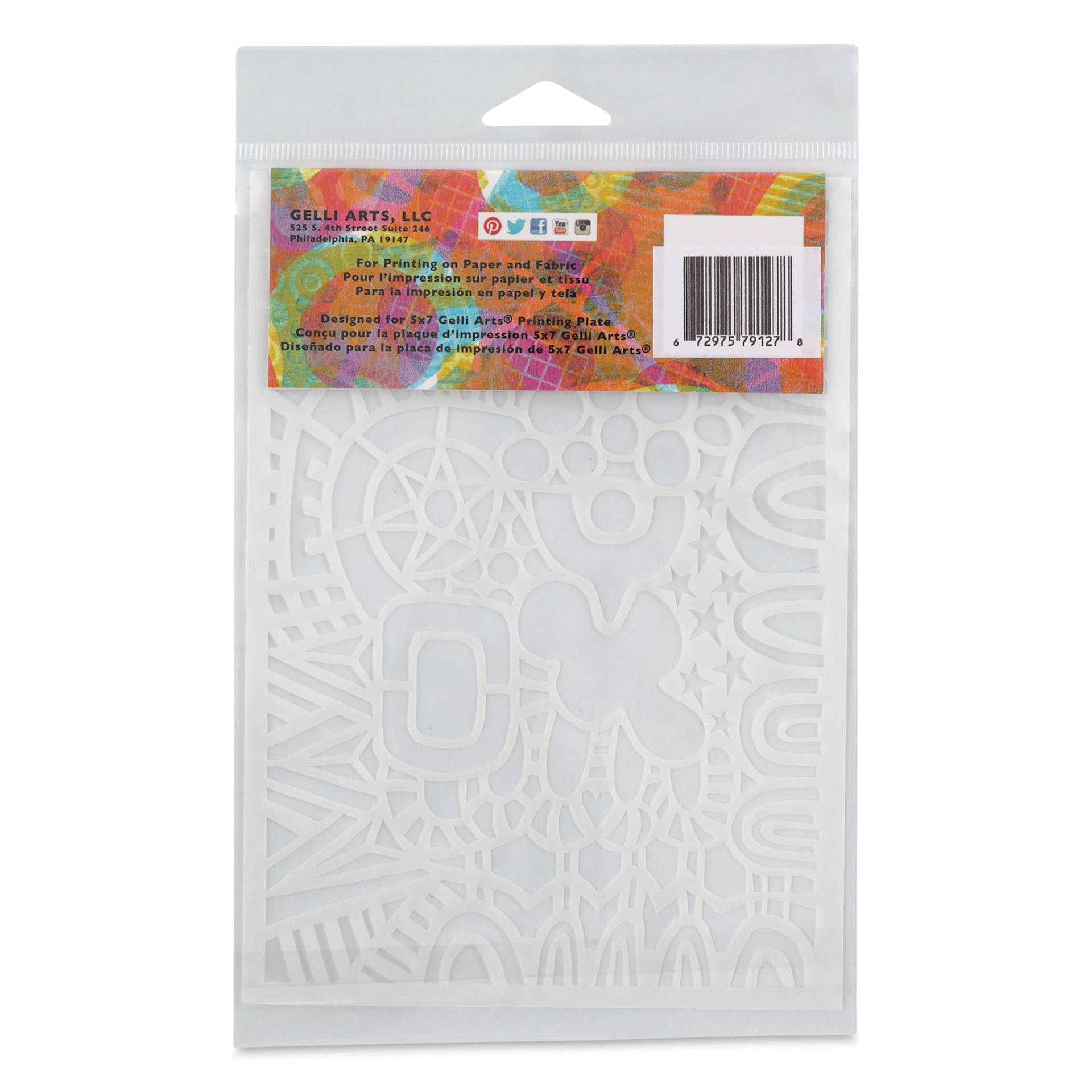 Gelli Arts Stencil - Wonderland, 5" x 7", back of packaging