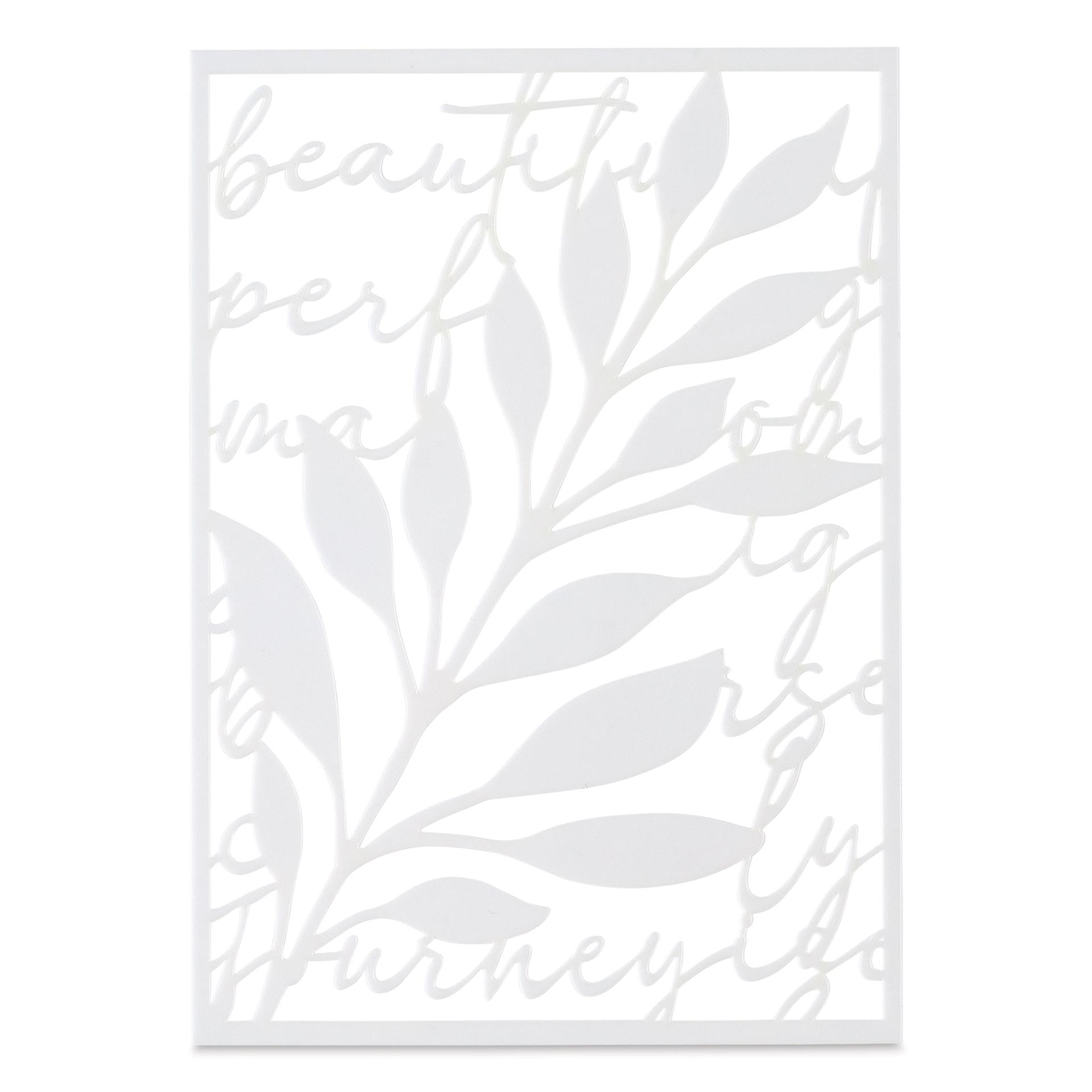 Gelli Arts Stencil - Leaves Script, 5" x 7"
