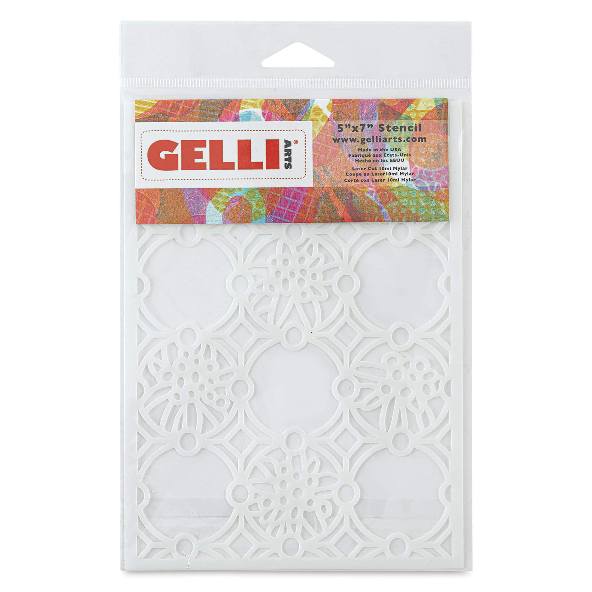 Gelli Arts Stencil - Edelweiss, 5" x 7" - front of packaging
