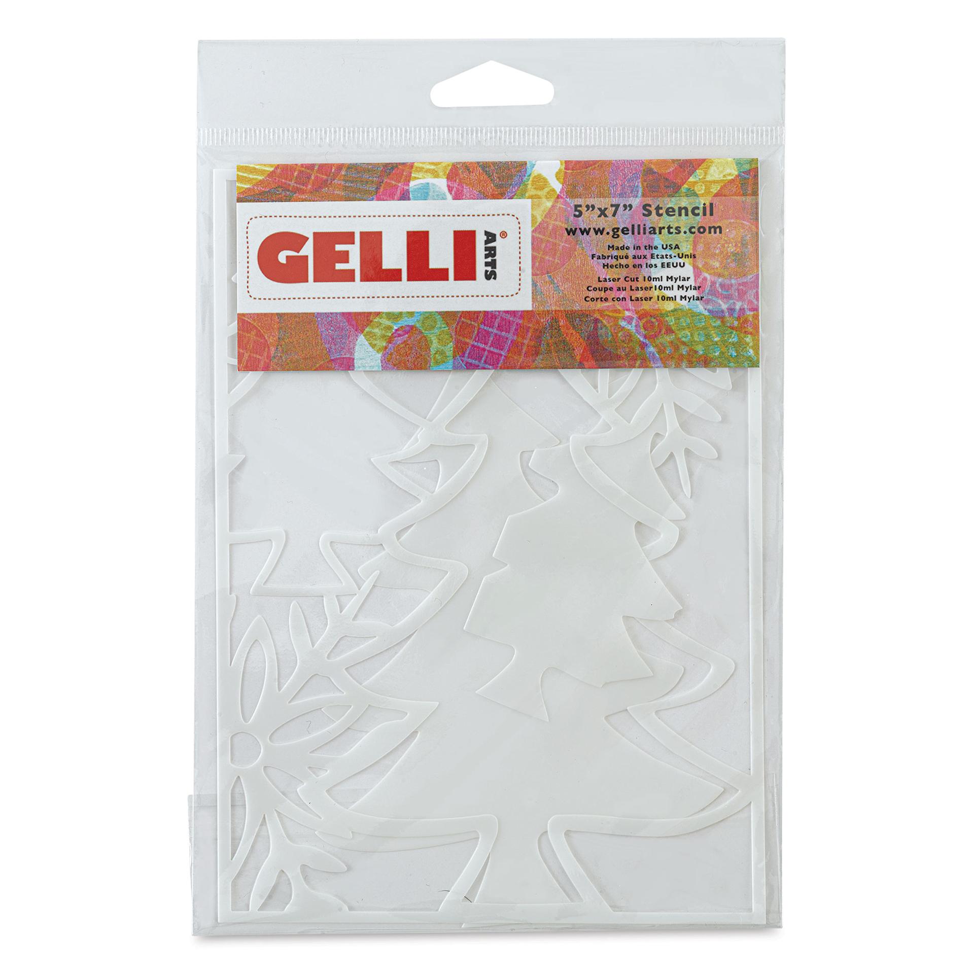 Gelli Arts Stencil - Holiday Trees, 5" x 7" - front of packaging