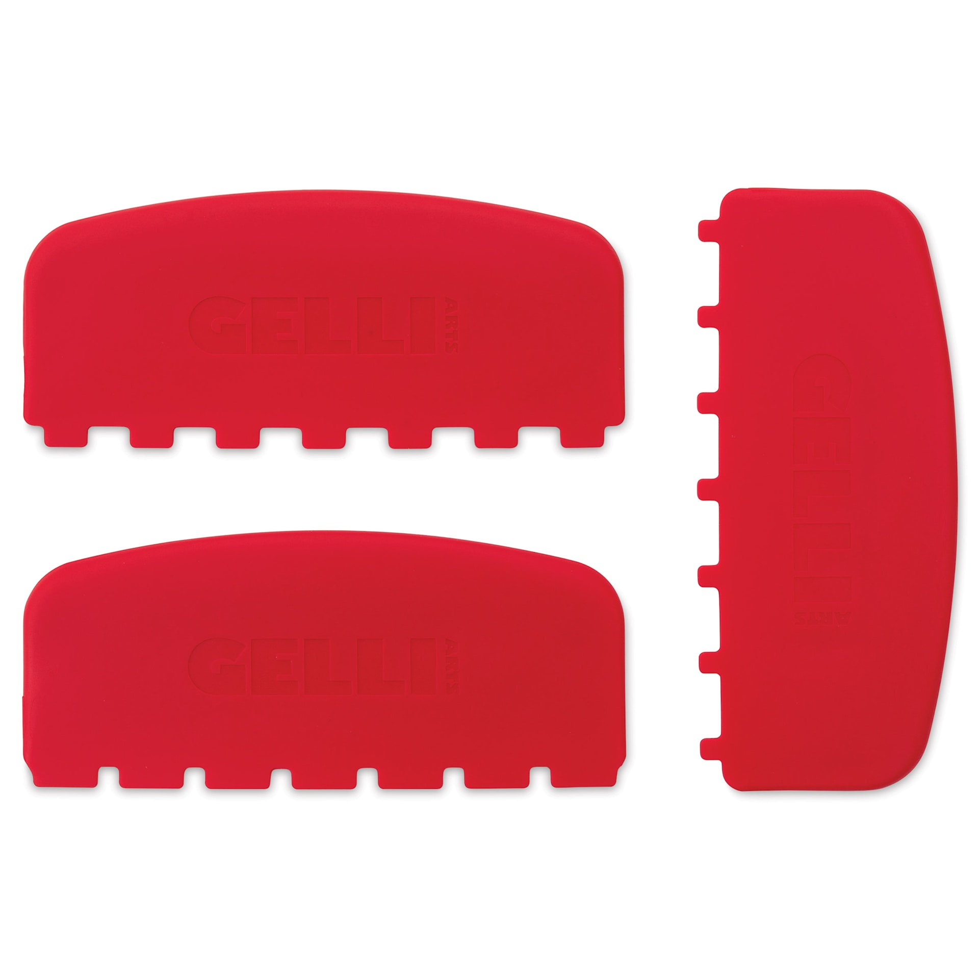 Gelli Arts Large Printing Tools - Set of 3, Square showing included tools