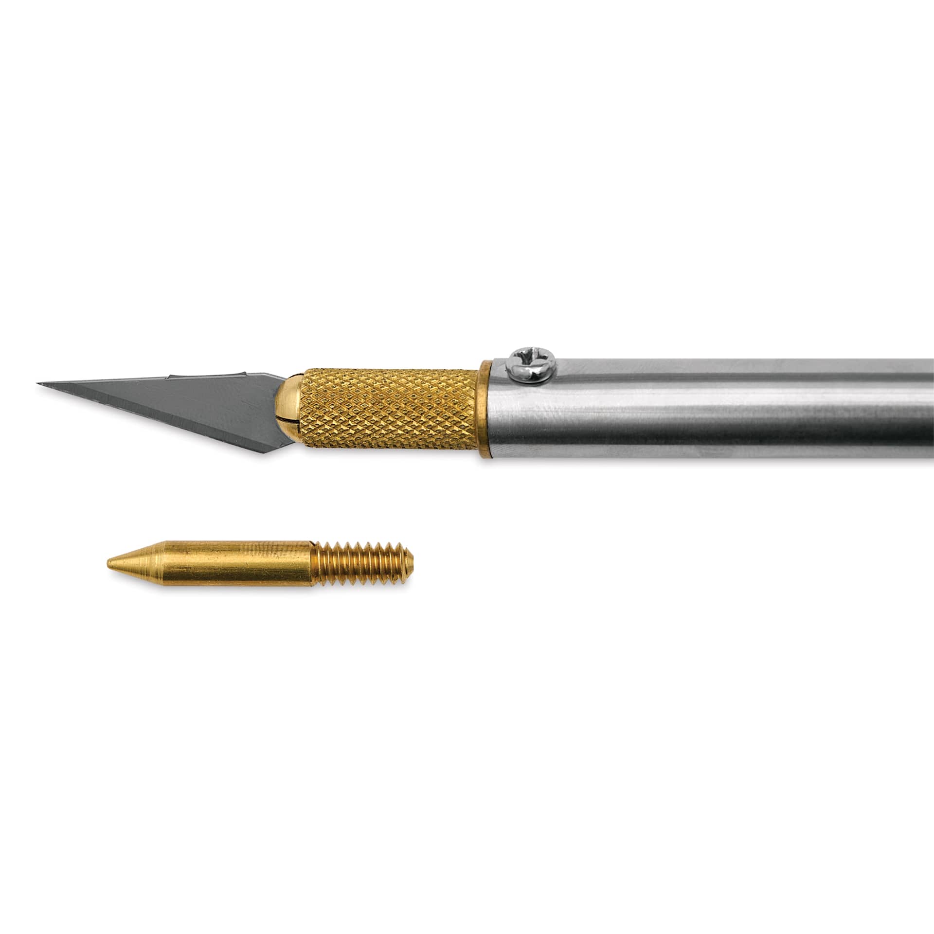 Excel Blades Soldering Iron Kit with 3 Interchangeable Tips close up on blade