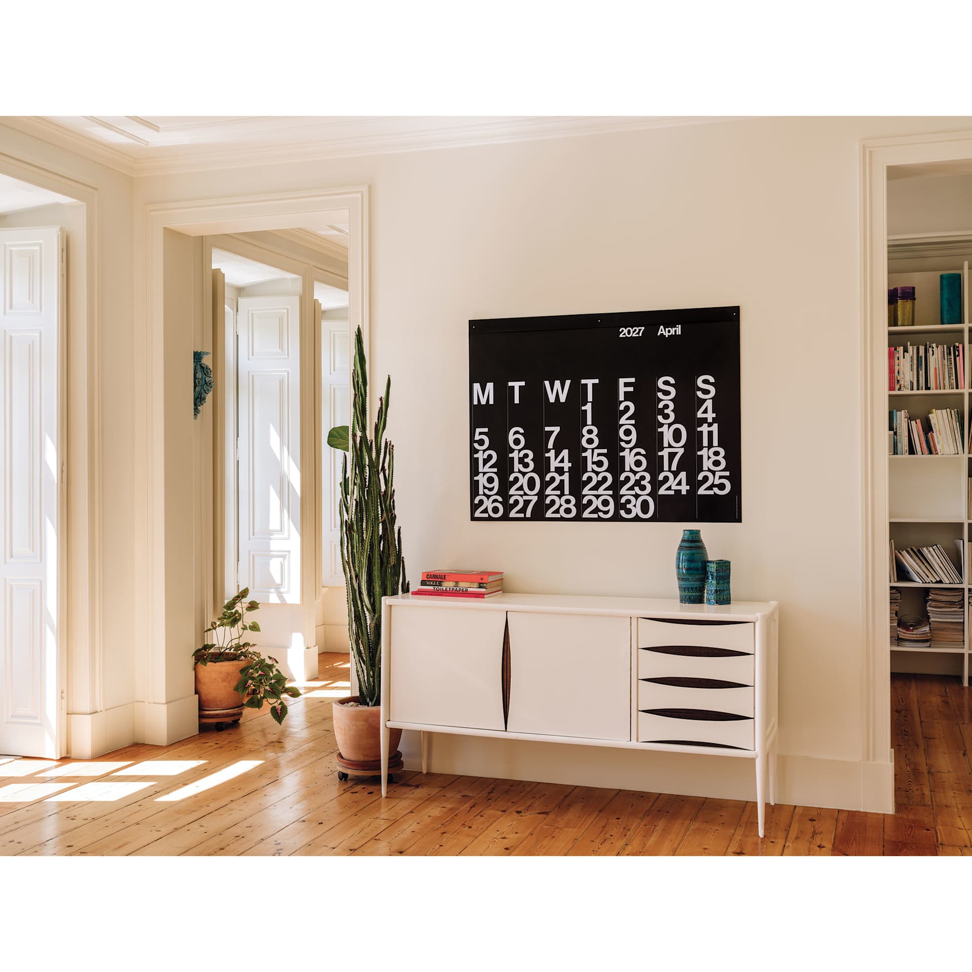 Stendig 2027 Wall Calendar, in living room, turned to April