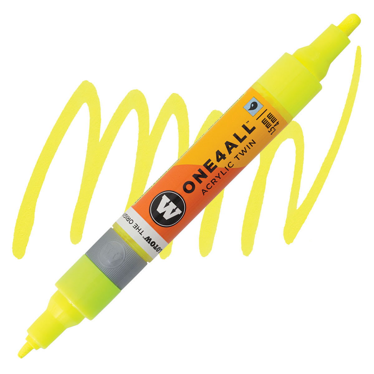 Molotow One4All Acrylic Twin Marker - Neon Yellow Fluorescent marker and swatch