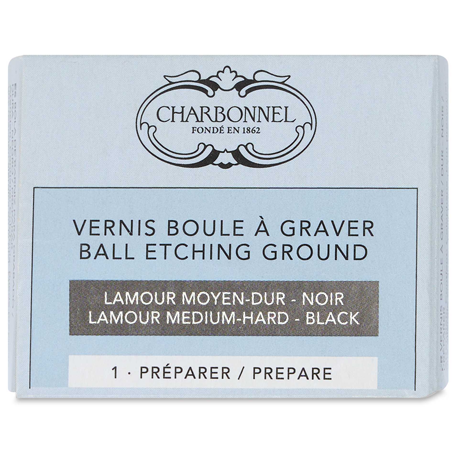 Charbonnel Etching Ground Ball - Lamour Hard Black, front of packaging