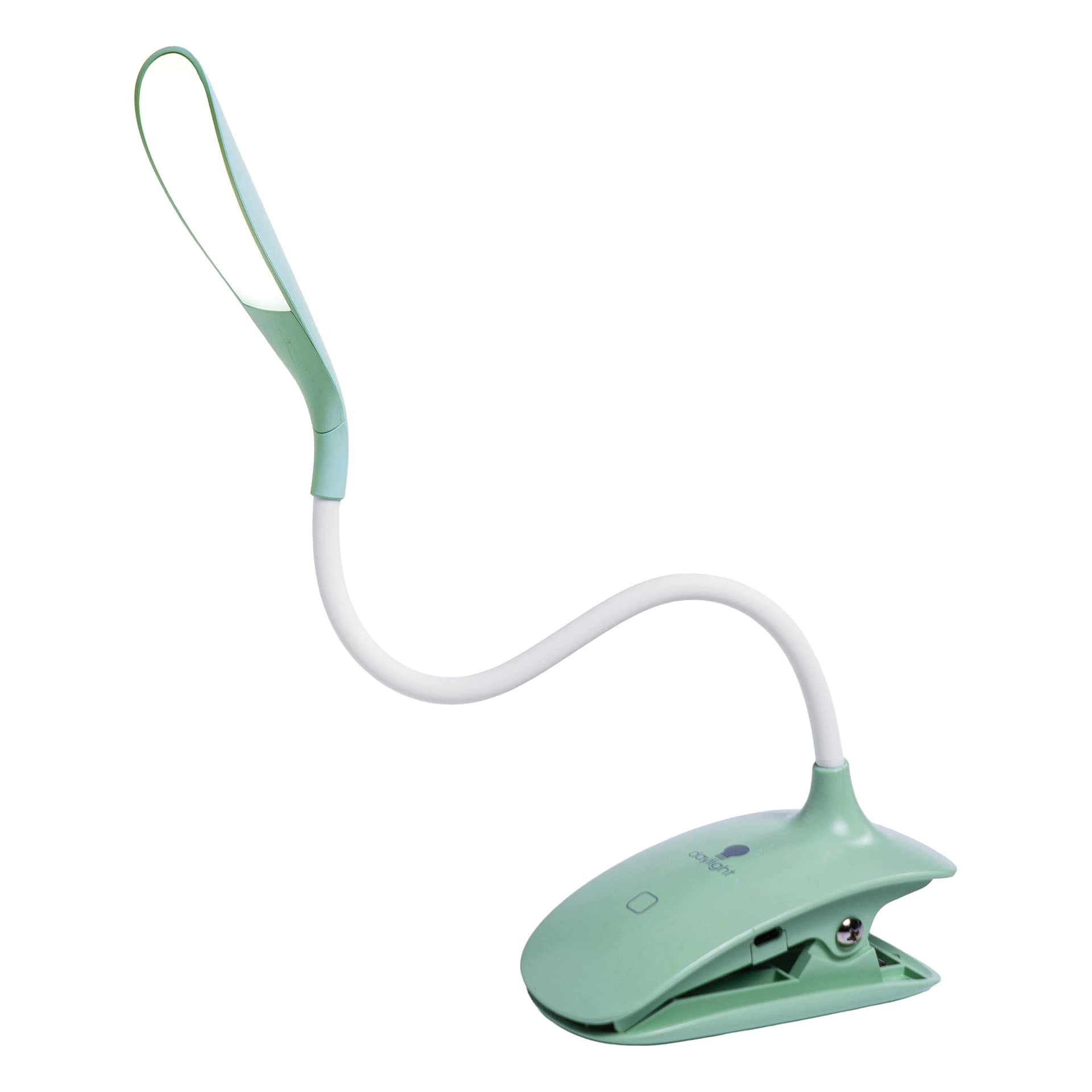 Daylight Smart Clip-On Lamp - Green, with flexible arm bent