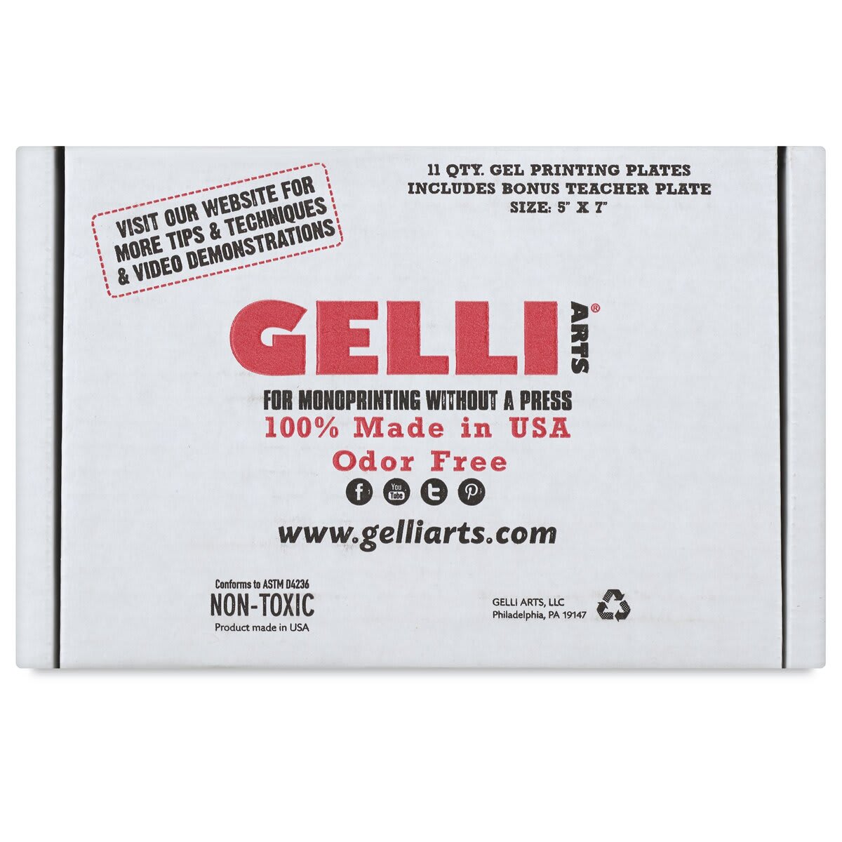 Gelli Arts Gel Printing Plates - 5" x 7", Pkg of 11, front of the box