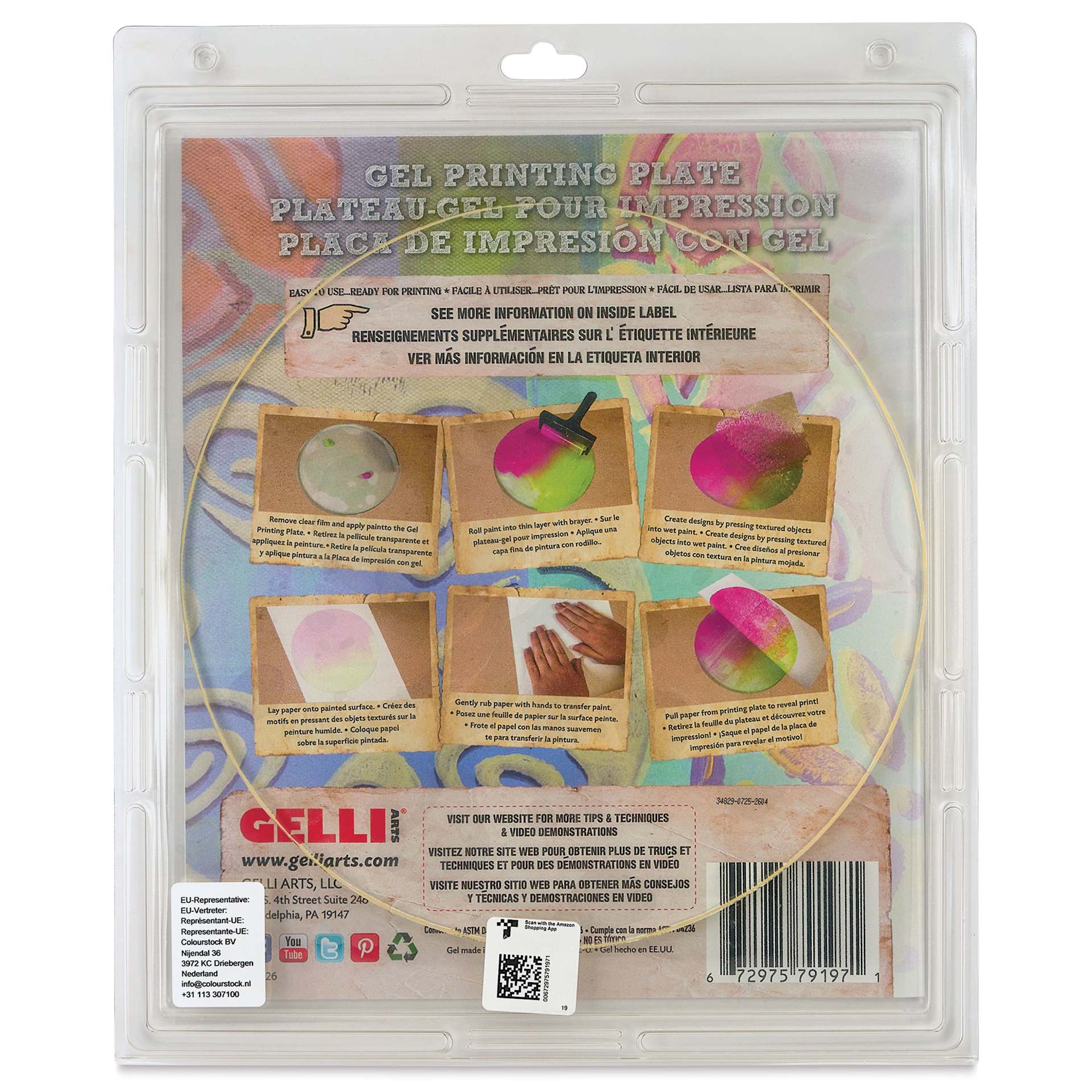 Gelli Arts Printing Plate - 12", Round back of packaging