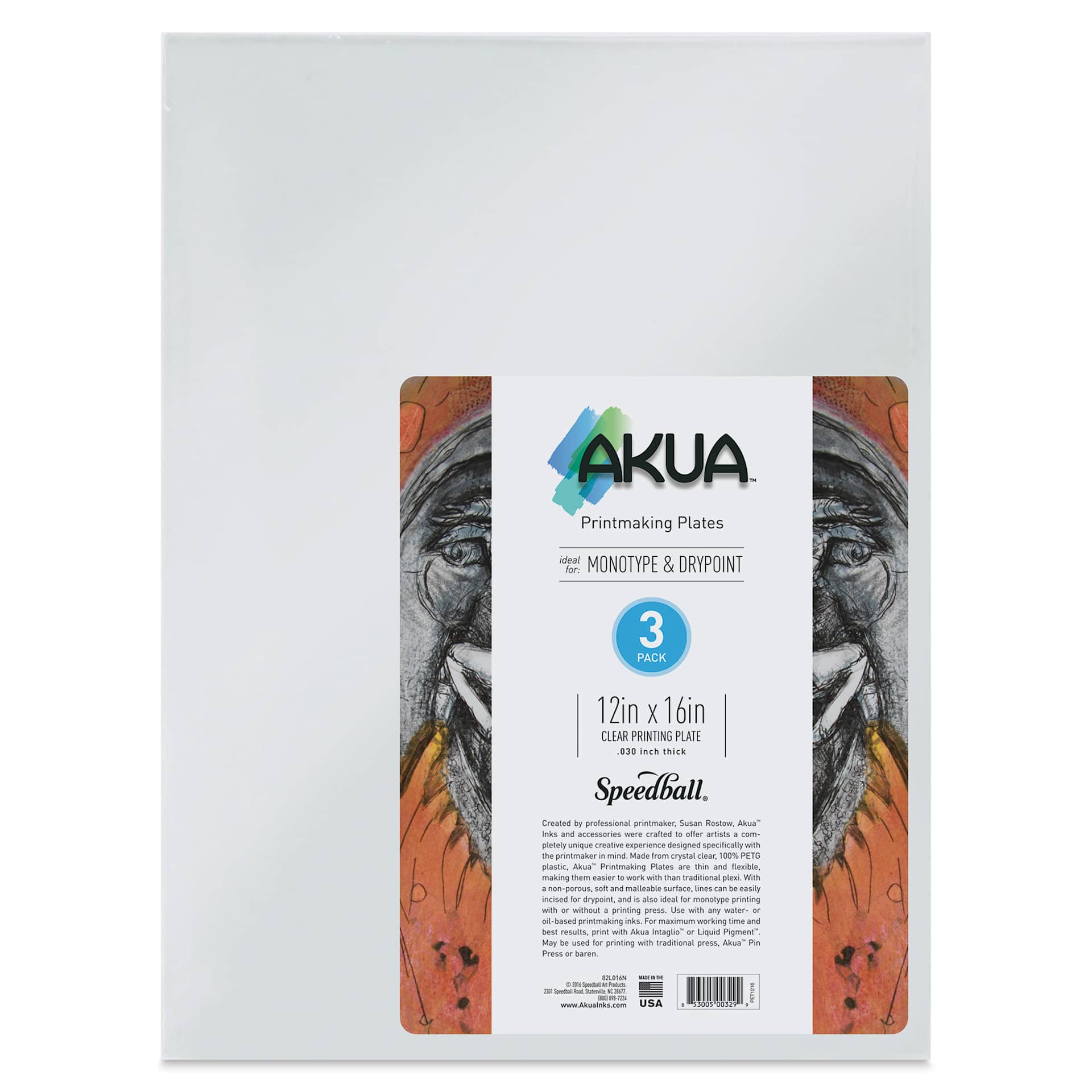 Akua Printmaking Plates - 12" x 16", Pkg of 3, label shown