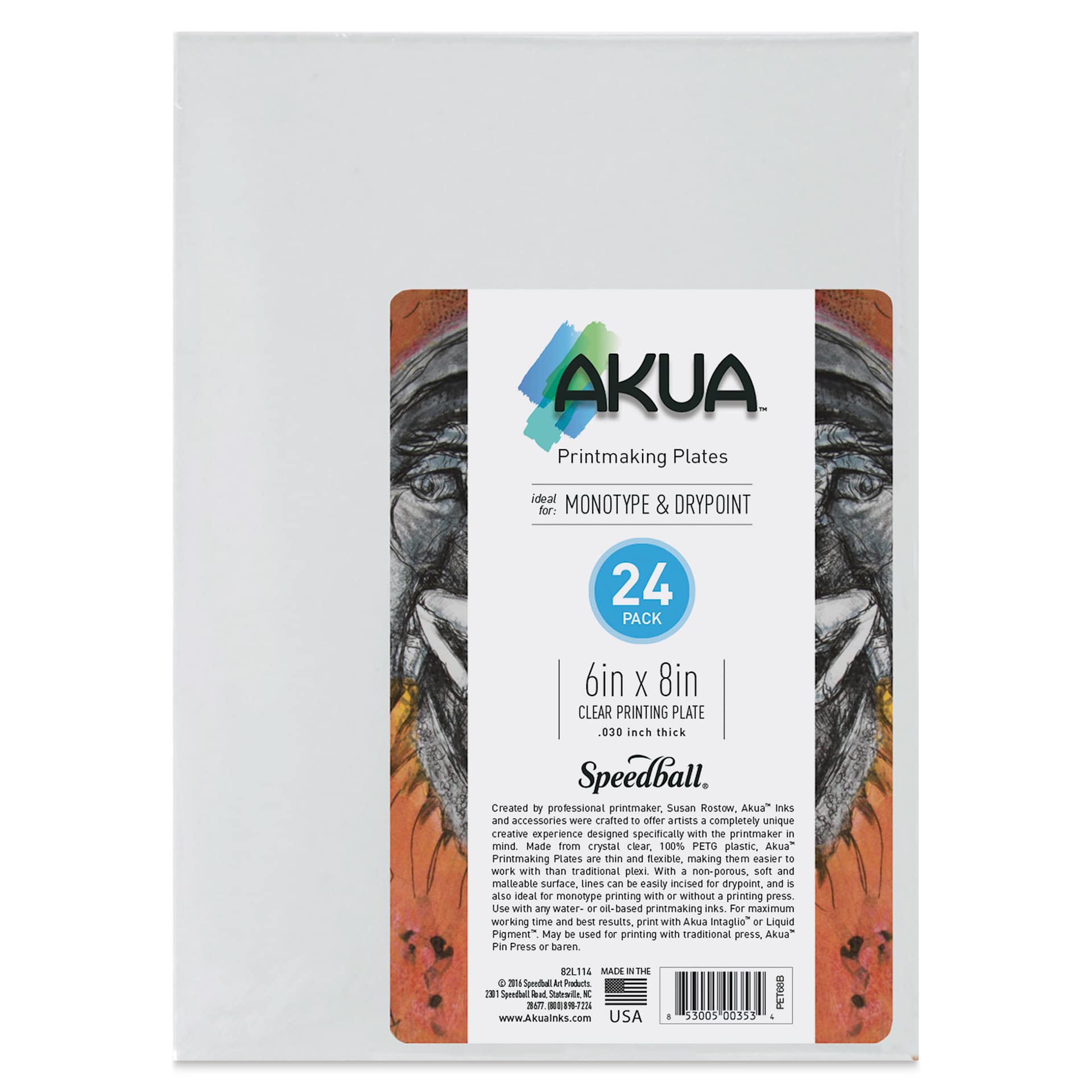 Akua Printmaking Plates - 6" x 8", Pkg of 24, label shown