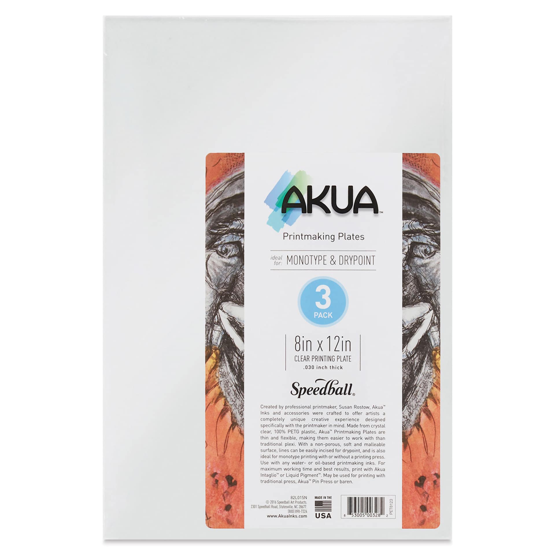 Akua Printmaking Plates - 8" x 12", Pkg of 3, label shown