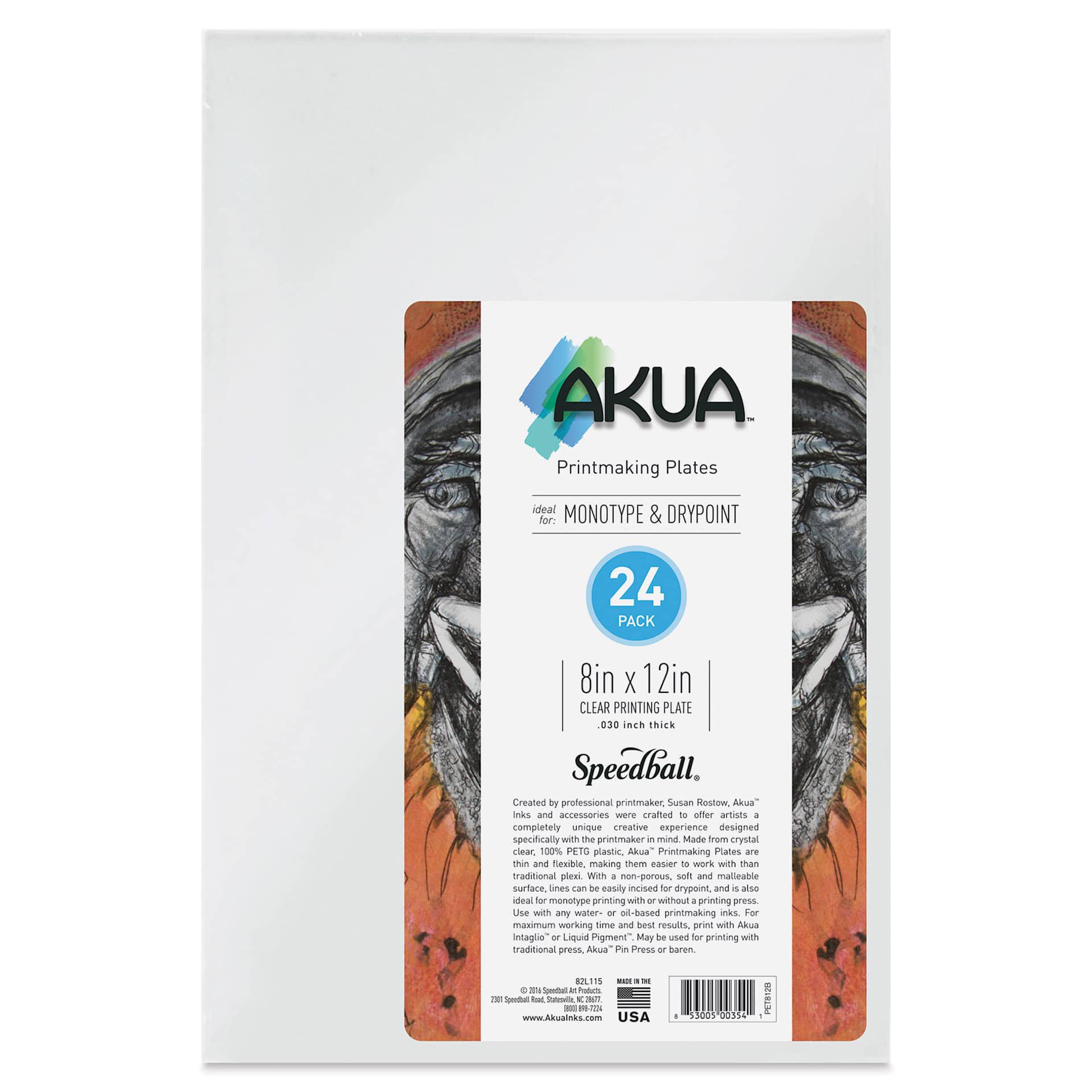 Akua Printmaking Plates - 8" x 12", Pkg of 24, label shown