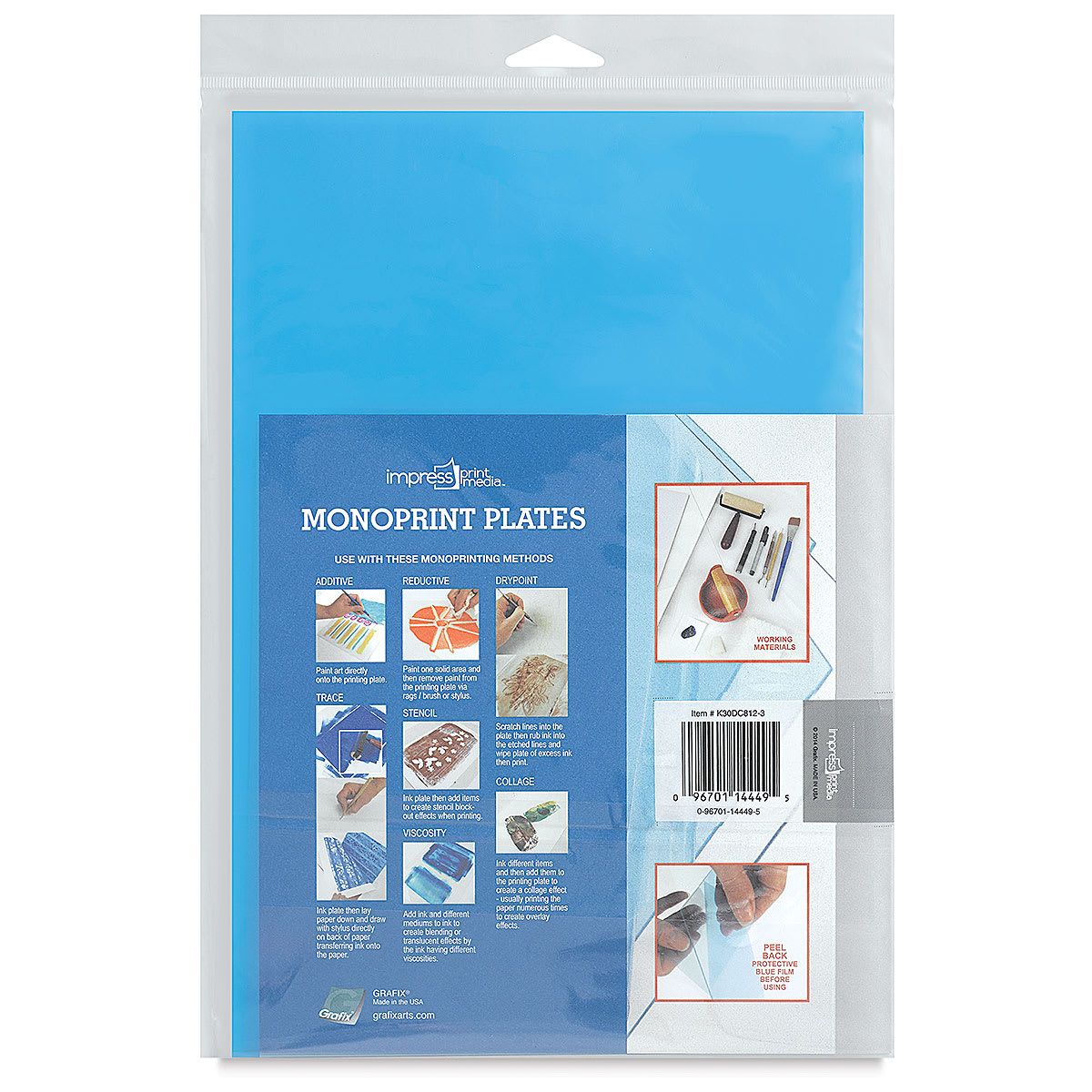 Grafix Impress Monoprint Plates - 8" x 12", Pkg of 3 - front of packaging