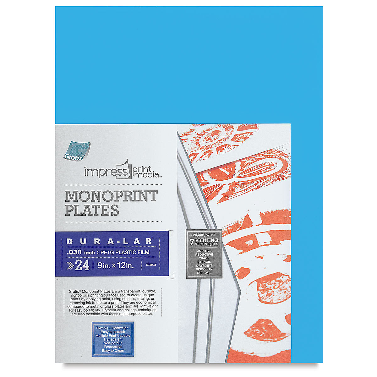 Grafix Impress Monoprint Plates - 9" x 12", Pkg of 24 - front of packaging