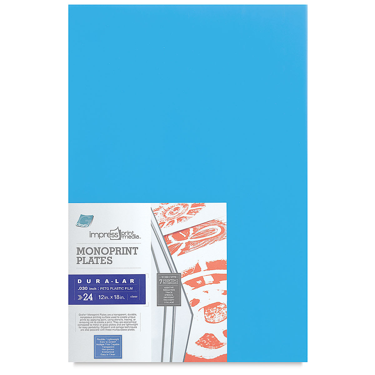Grafix Impress Monoprint Plates - 12" x 18", Pkg of 24 - front of packaging
