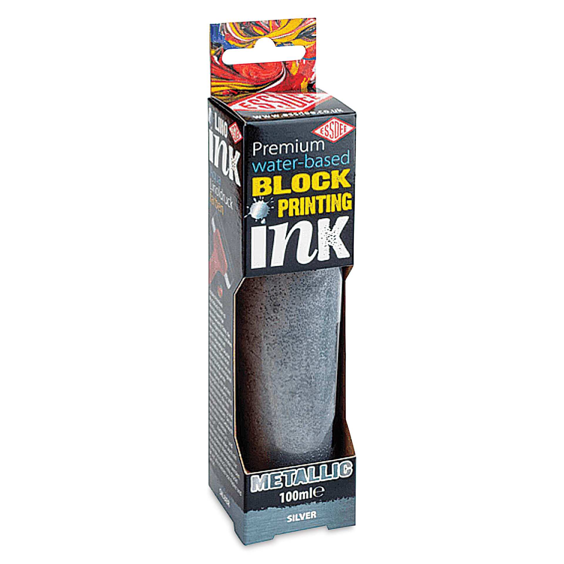 Essdee Premium Water-Based Block Printing Inks - Metallic Silver, 100 ml Tube (In package)
