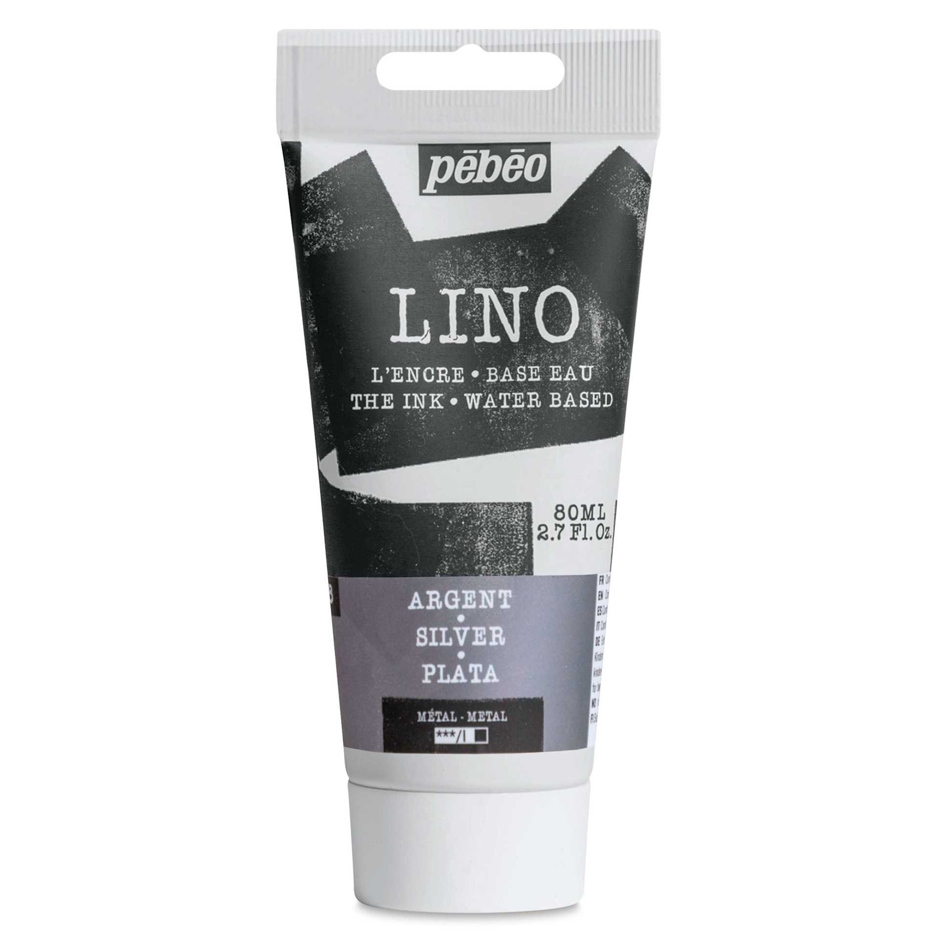 Pebeo Lino Ink - Silver, 80 ml Tube