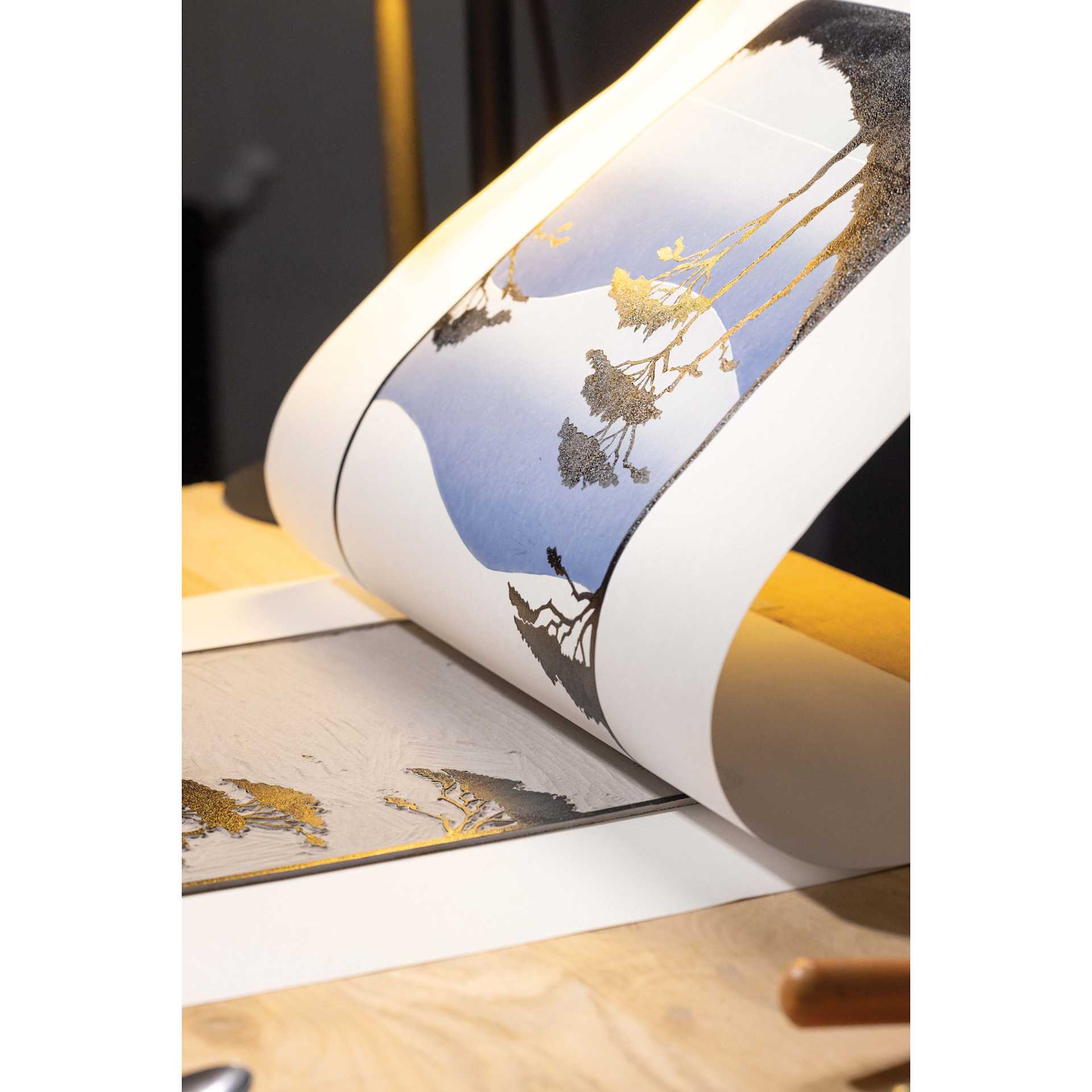Pebeo Lino Slow Drying Gel Medium - 80 ml Tube being used for completing print