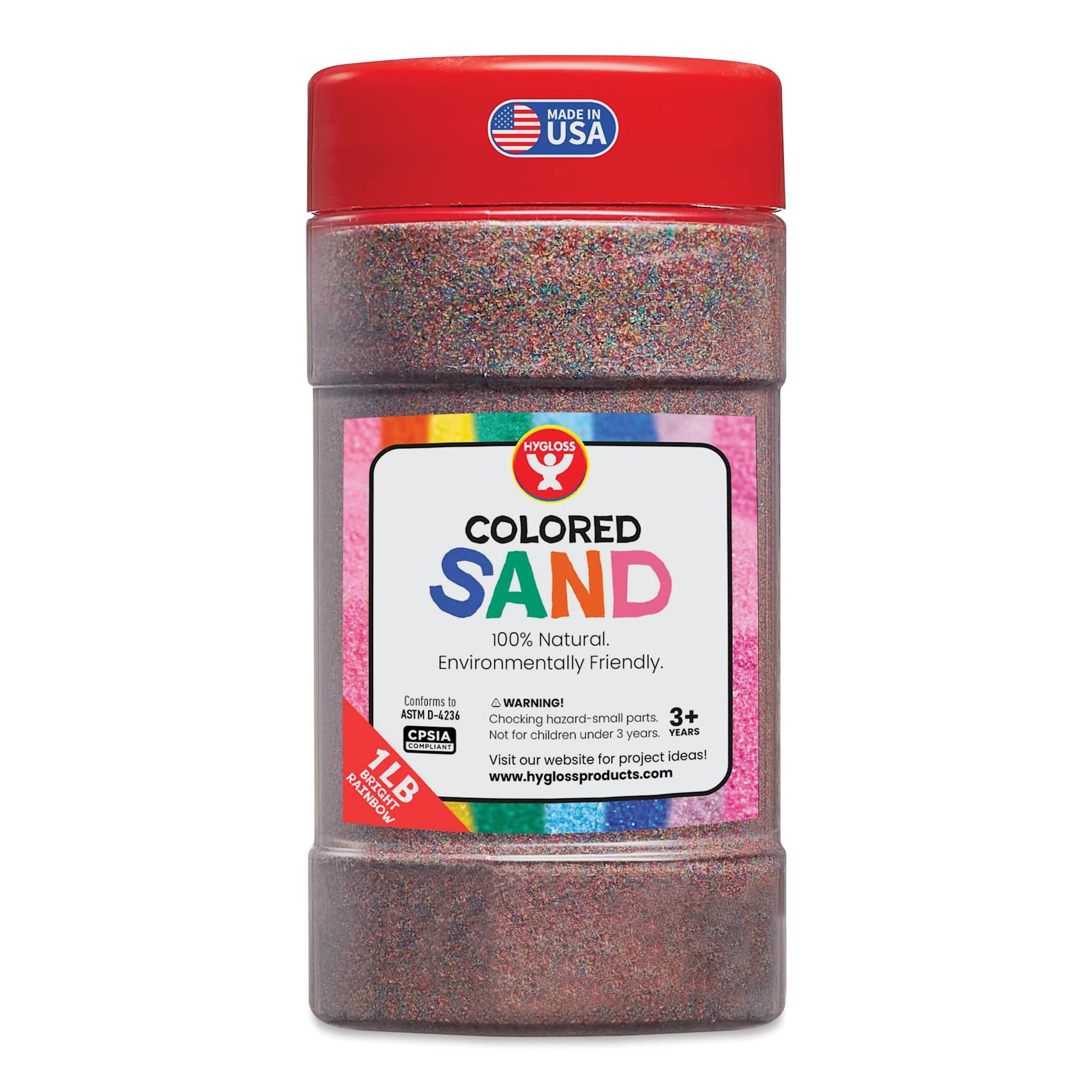 Hygloss Colored Sand - Rainbow Bright, 1 lb Jar