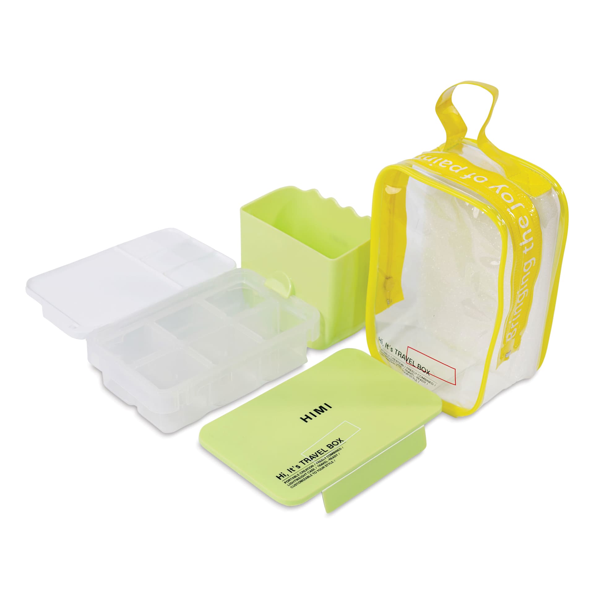 Himi Empty Travel Box Gouache Set opened and pieces separated