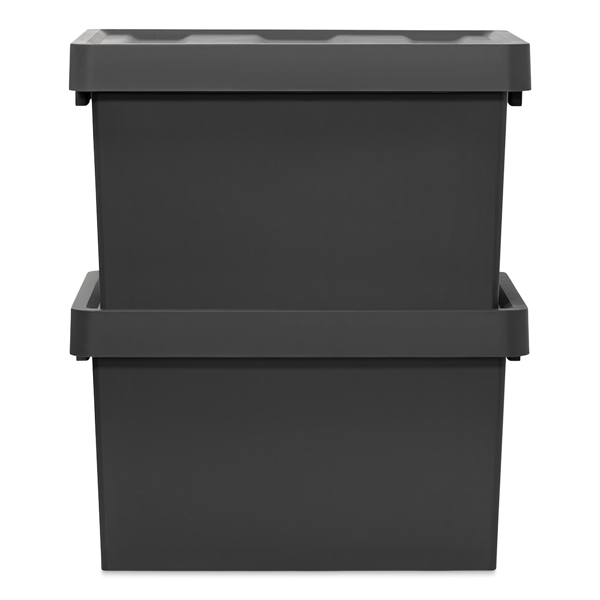 Like-It Store-Up Container with Tray - Shallow, Black, two containers stacked