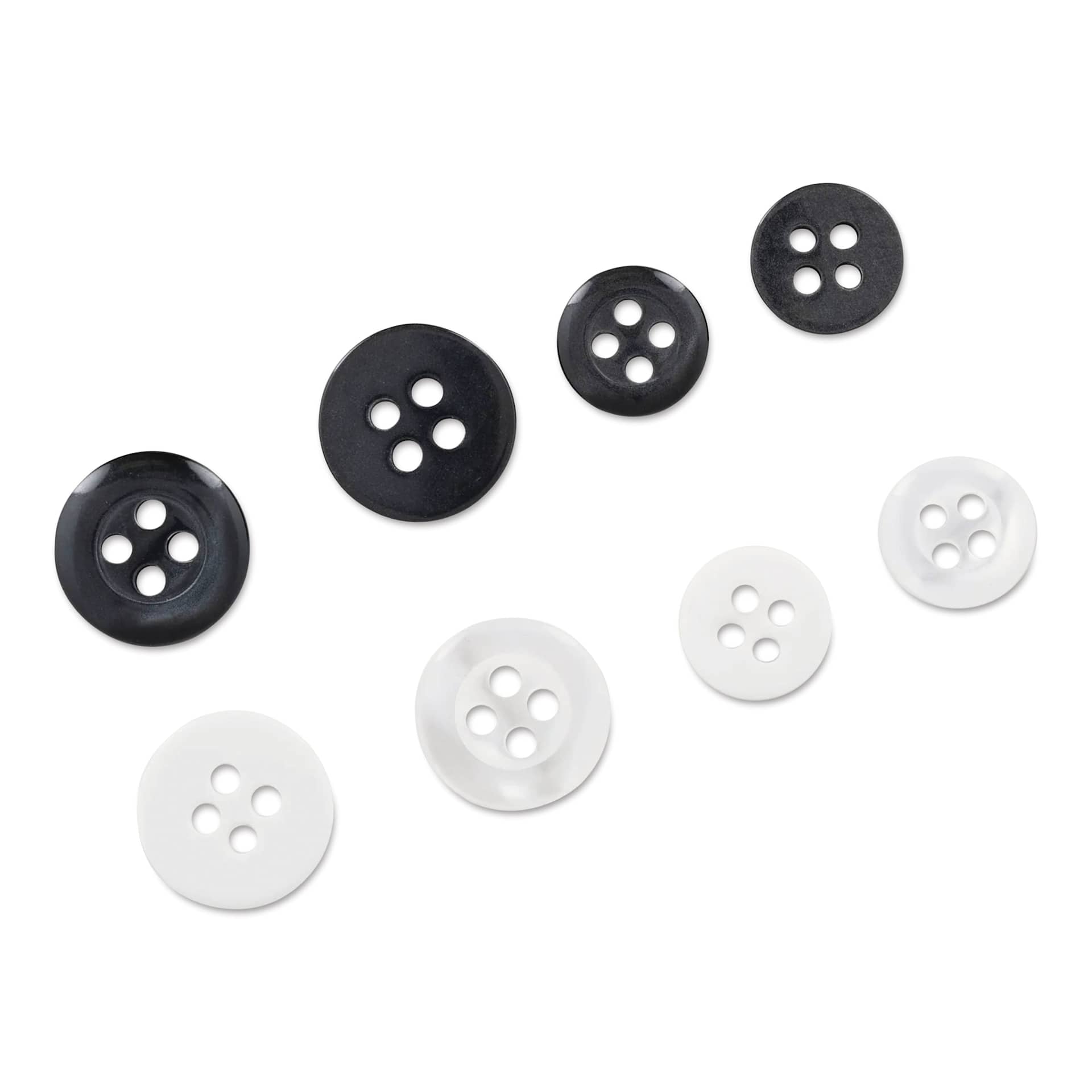 Dritz Shirt Buttons front and back of each size and color