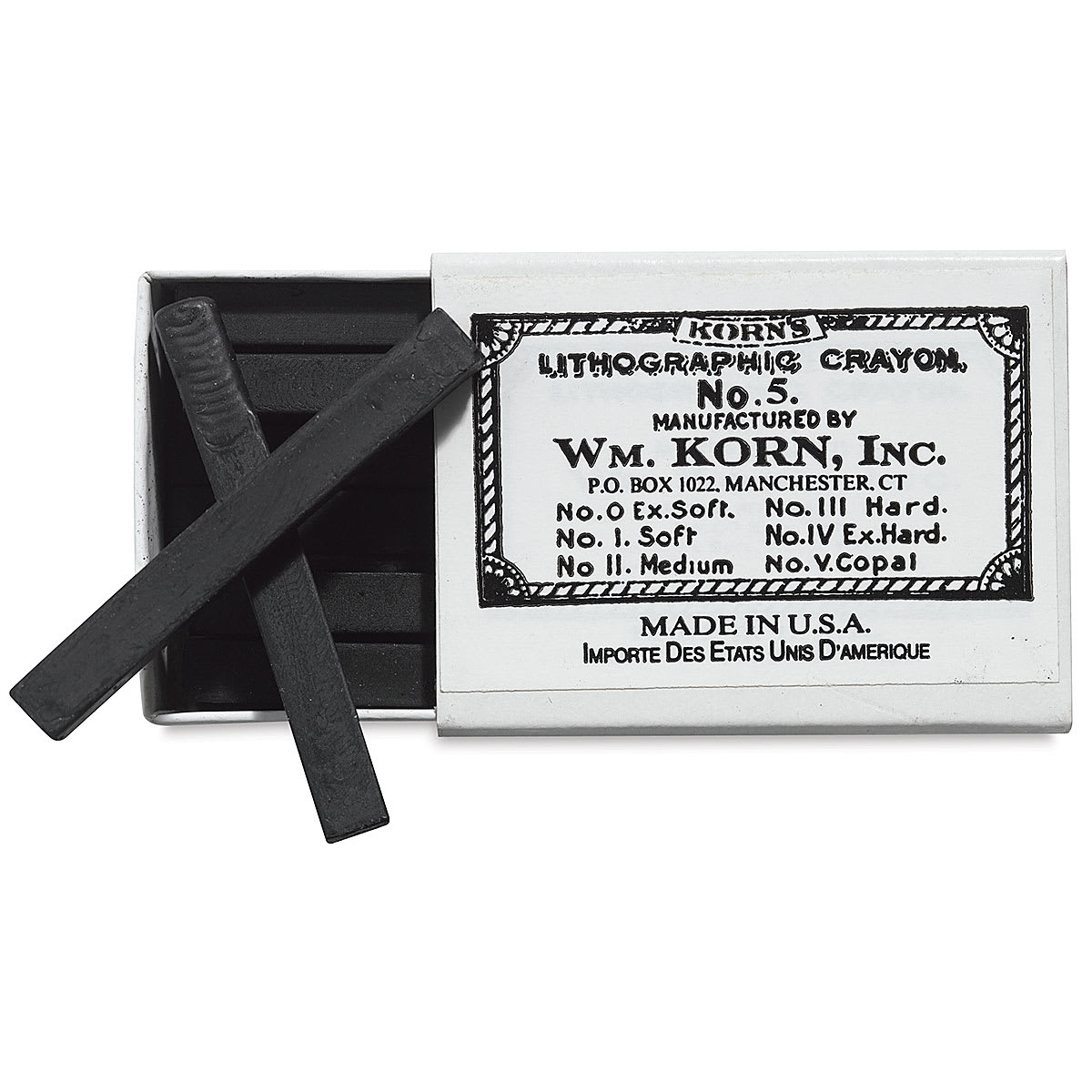 Korn's Lithographic Crayons - Box of 12, #5 Copal