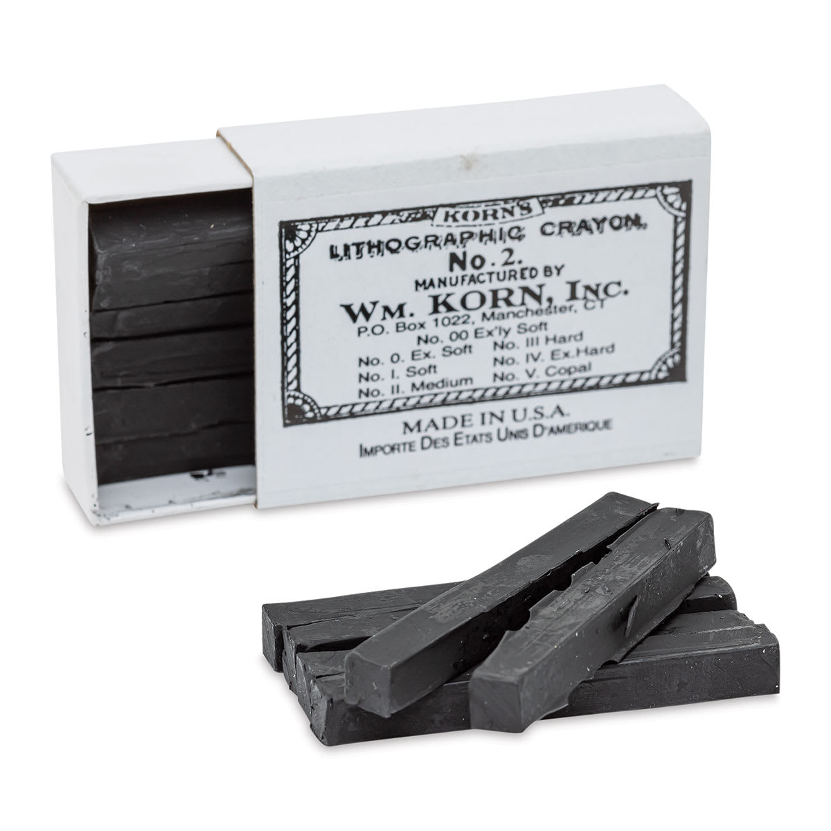 Korn's Lithographic Crayons - Box of 12, #2 Medium