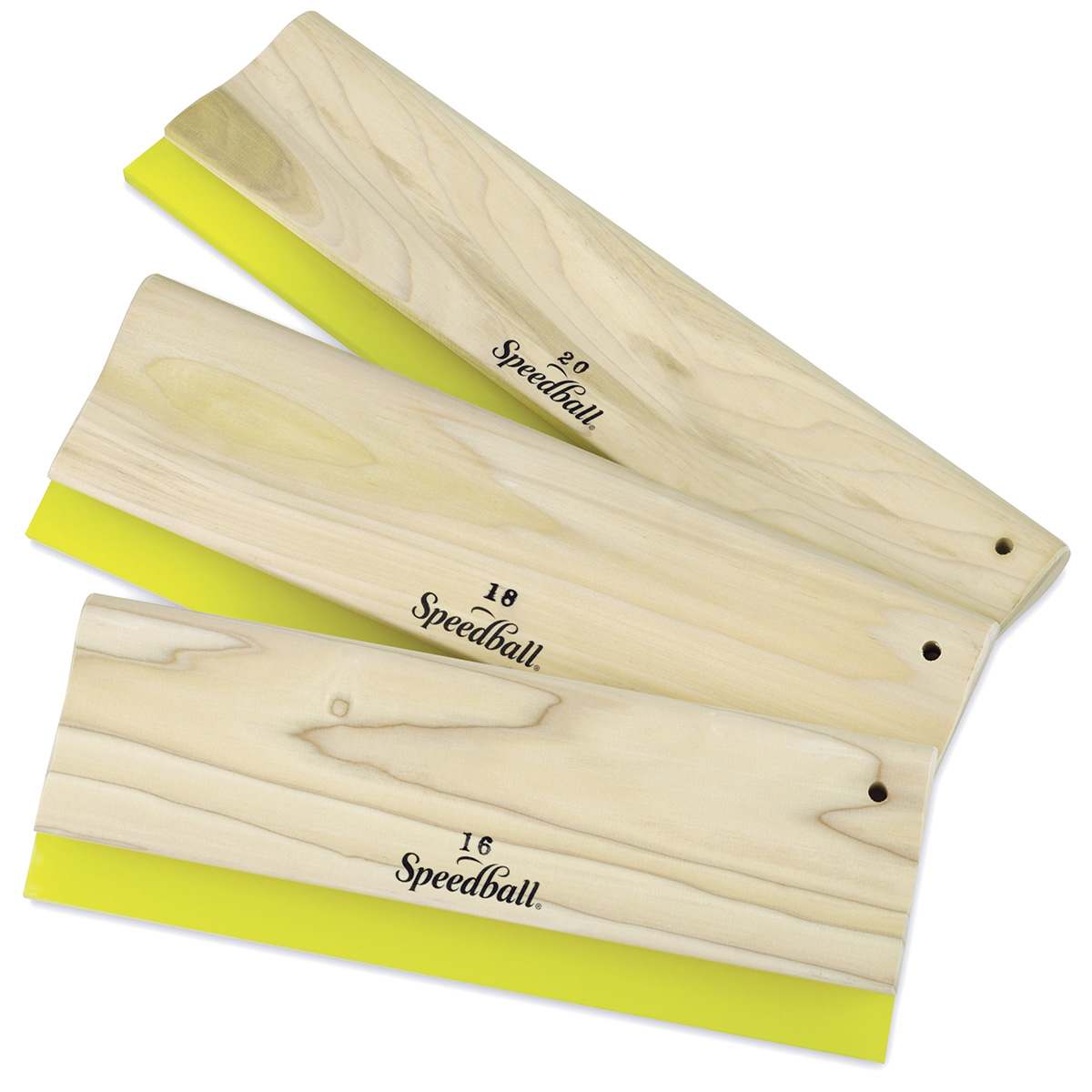 Speedball Graphic Squeegee - Top view of 3 sizes of Squeegees
