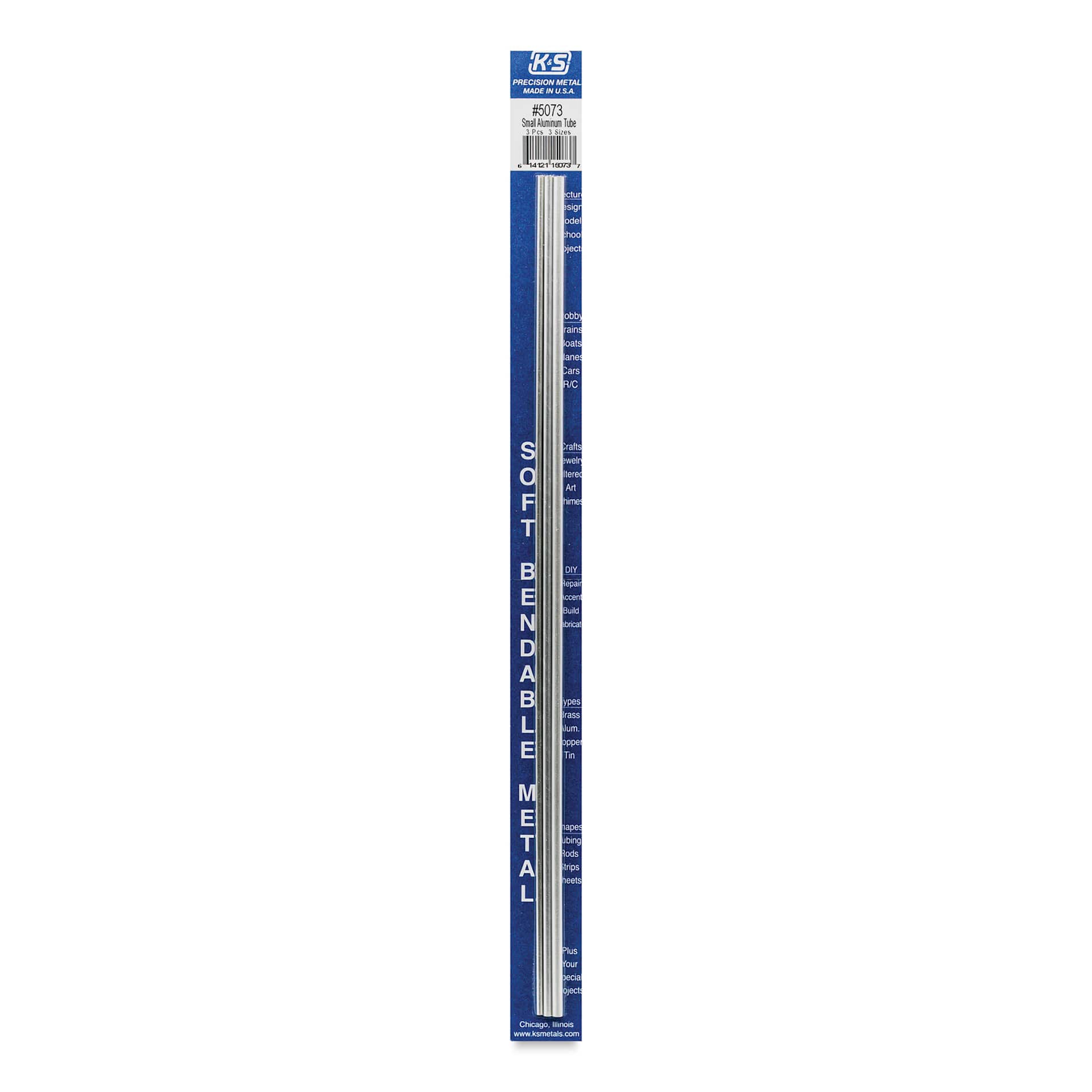 K&S Bendable Metal Shape - Aluminum, Round Tube, 3/32", 1/8", 5/32", Pkg of 3 (in package)