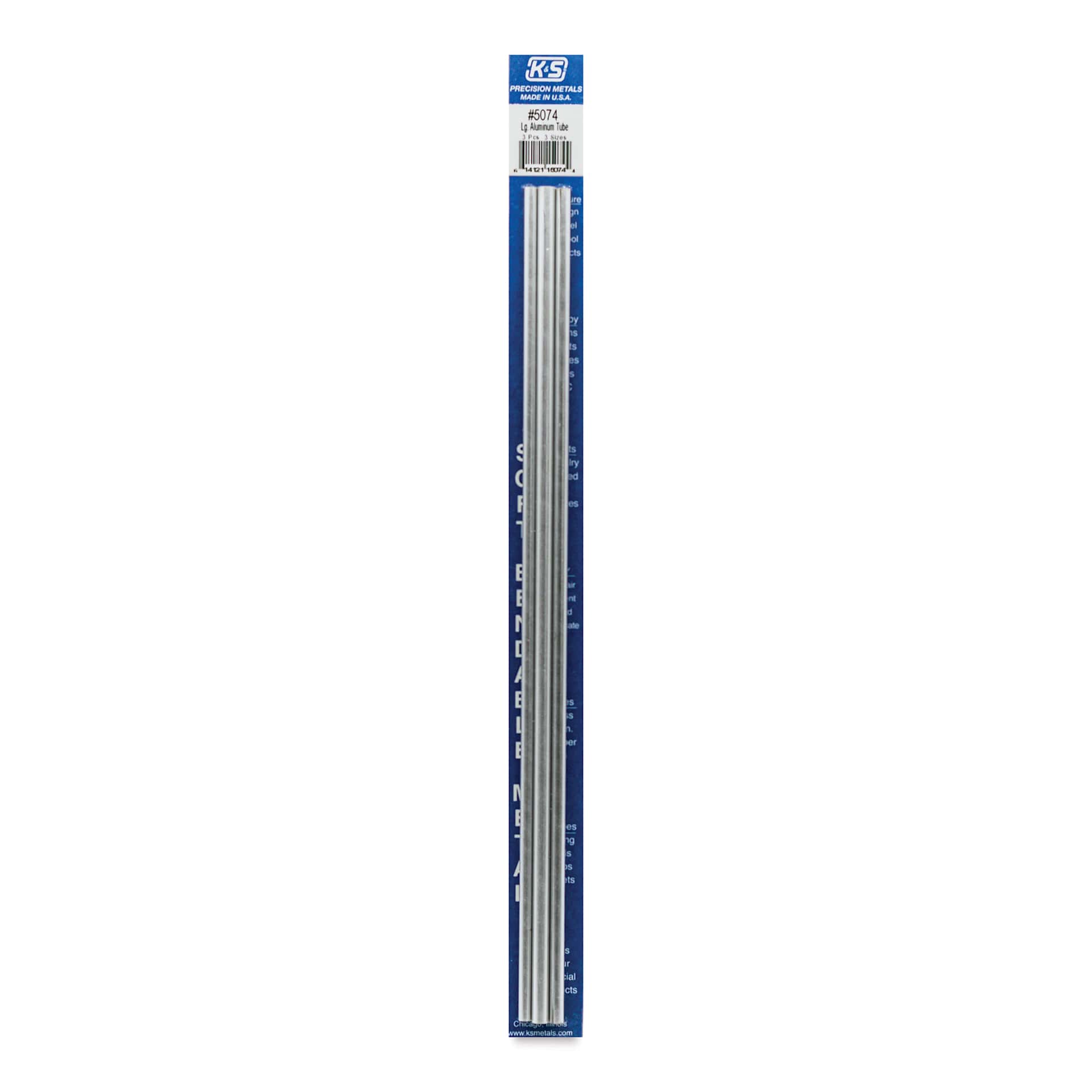 K&S Bendable Metal Shape - Aluminum, Round Tube, 3/16", 7/32", 1/4", Pkg of 3 (in package)