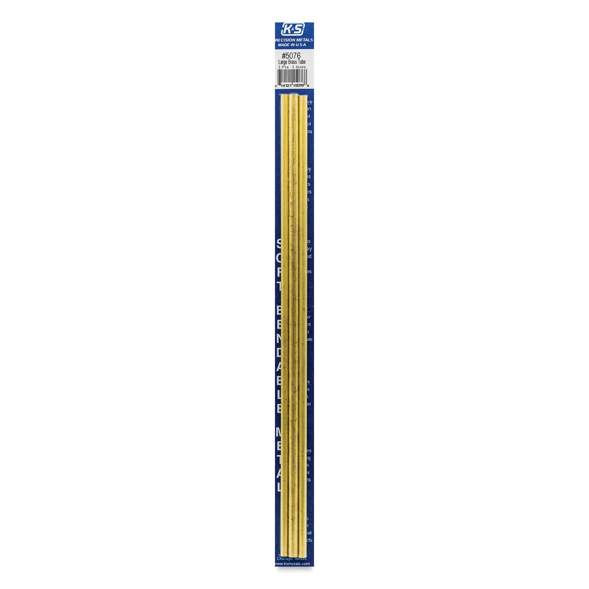 K&S Bendable Metal Shape - Brass, Round Tube, 3/16", 7/32", 1/4", Pkg of 3 (in package)