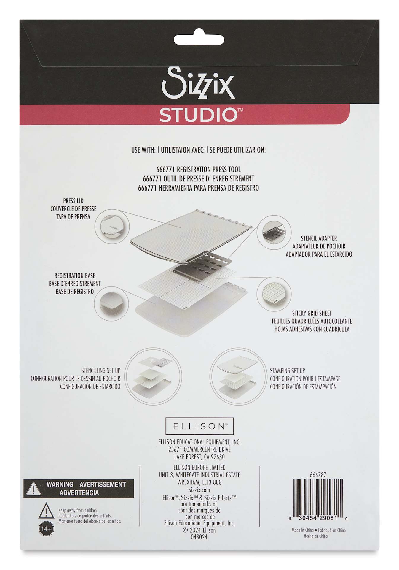 Sizzix Studio Sticky Grid Sheets, back of packaging
