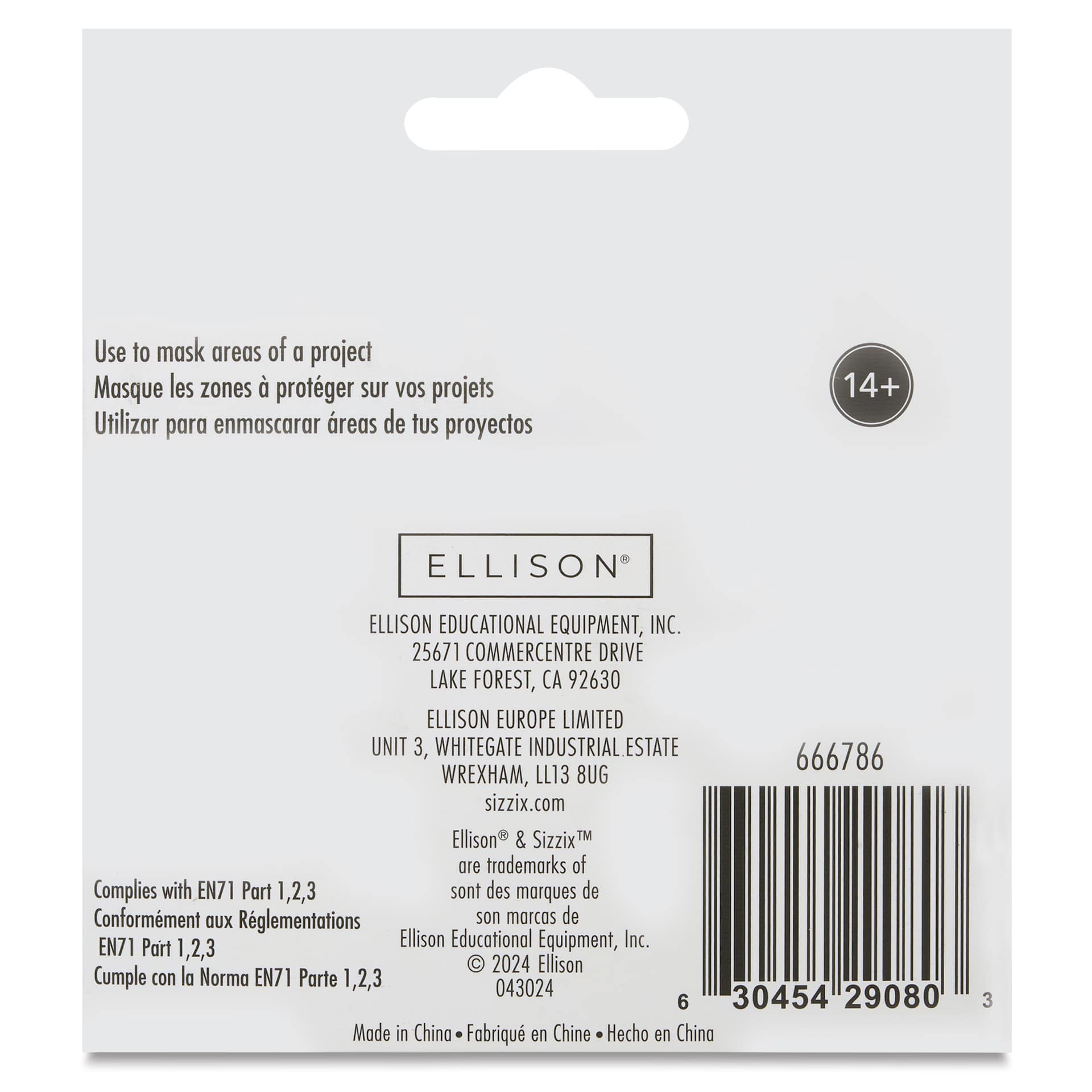 Sizzix Studio Makers Tape - Pkg of 2, back of packaging