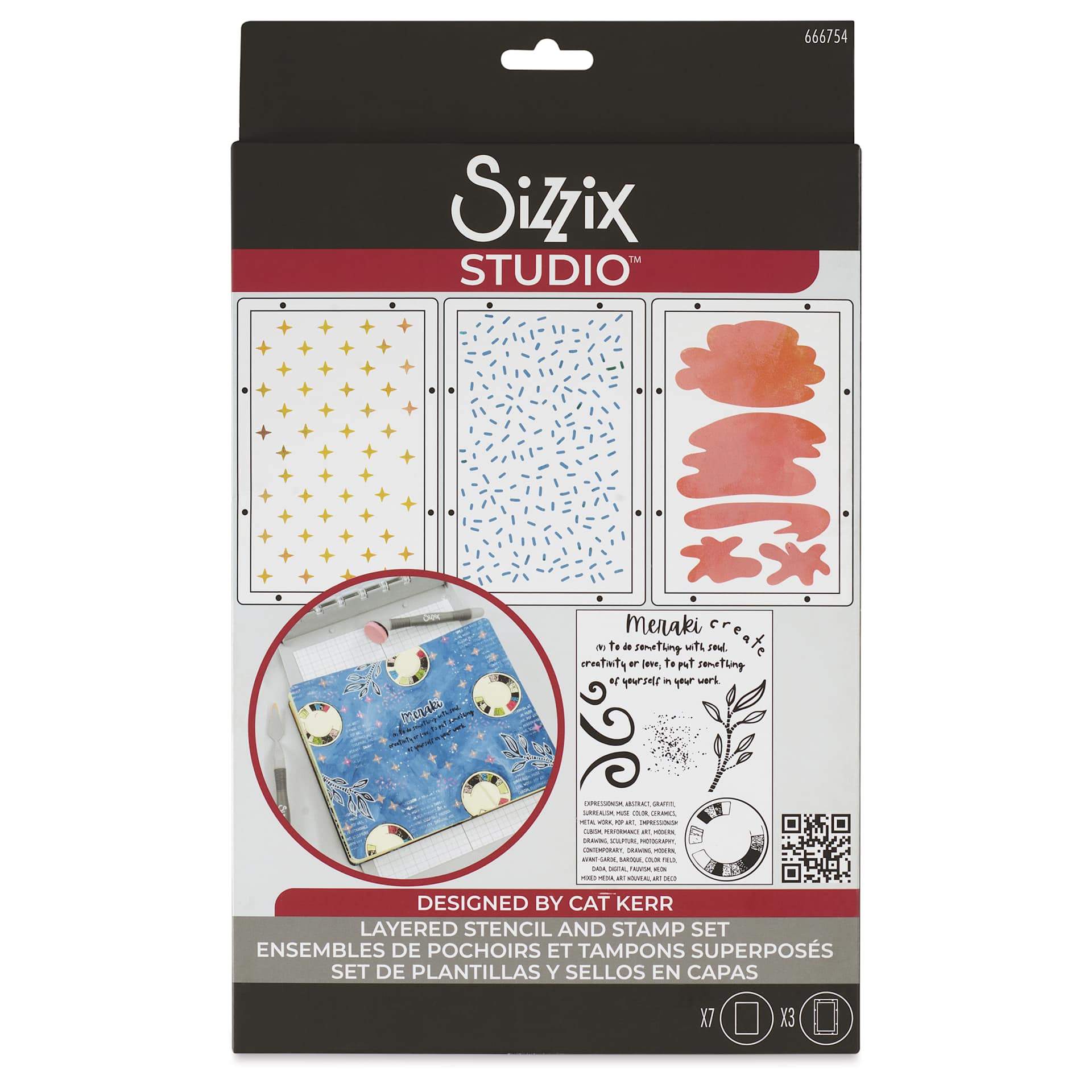 Sizzix Studio Layered Stencil and Stamp Set - Set of 10, Create front of packaging