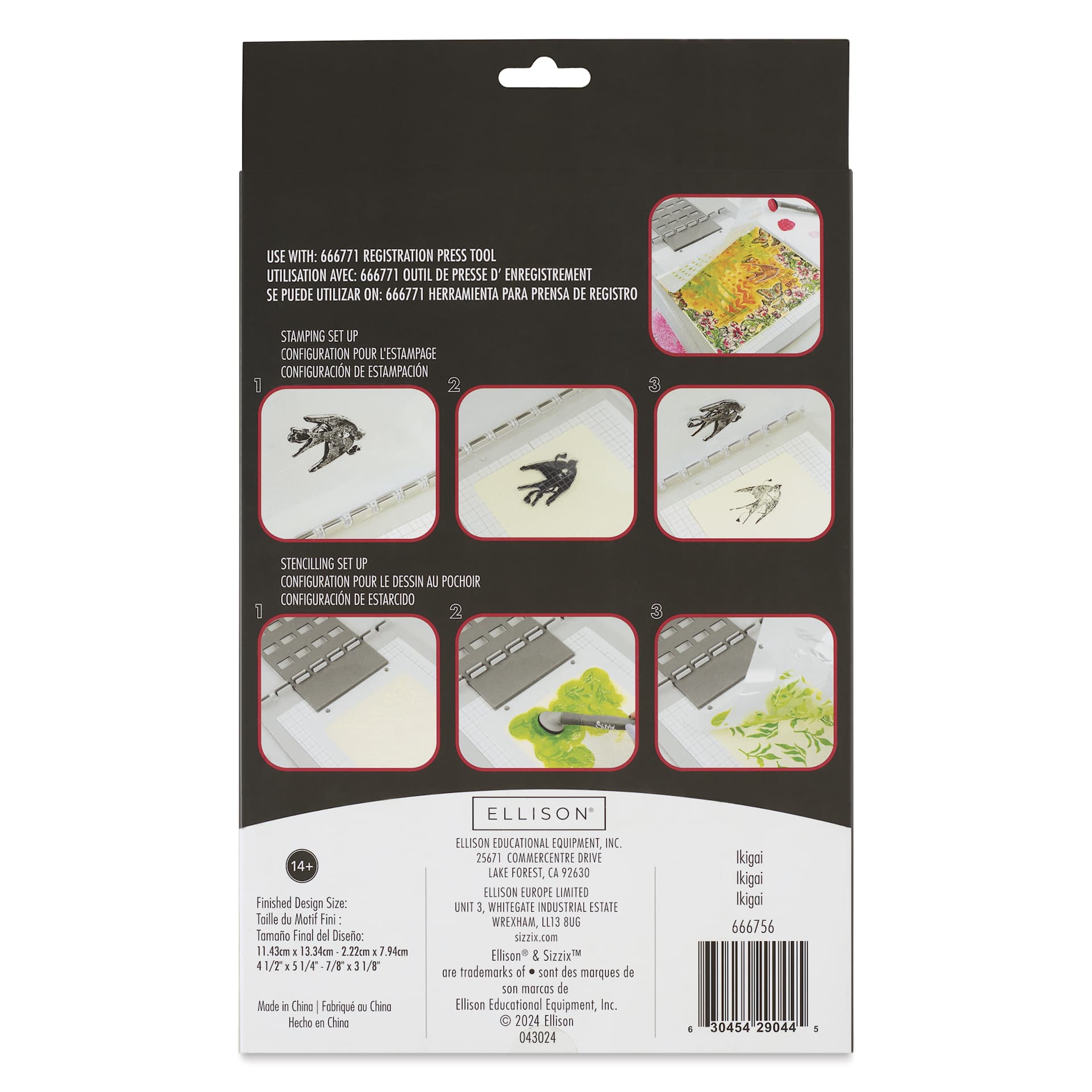 Sizzix Studio Layered Stencil and Stamp Set - Set of 8, Ikigai back of packaging