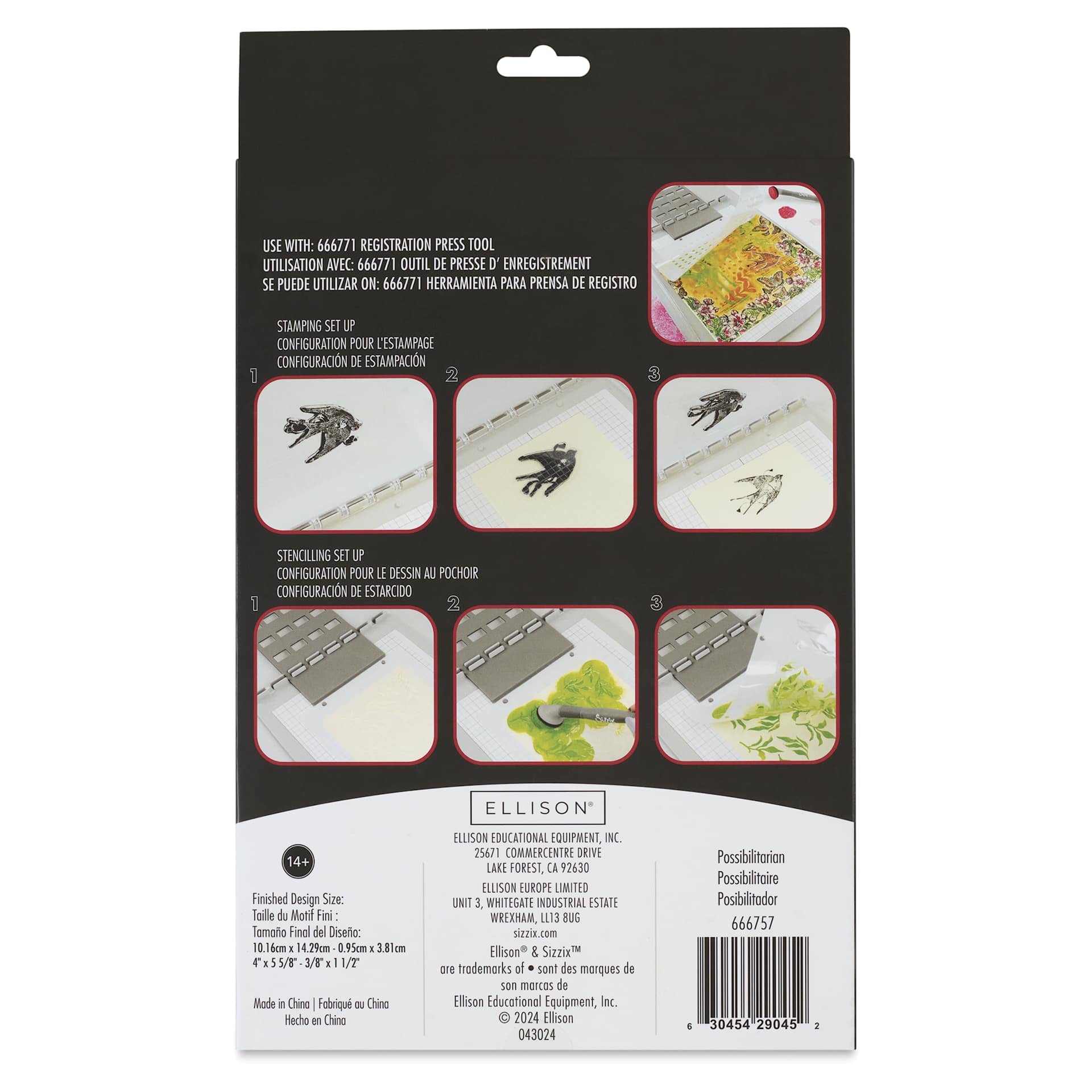 Sizzix Studio Layered Stencil and Stamp Set - Set of 16, Possibilitarian back of packaging