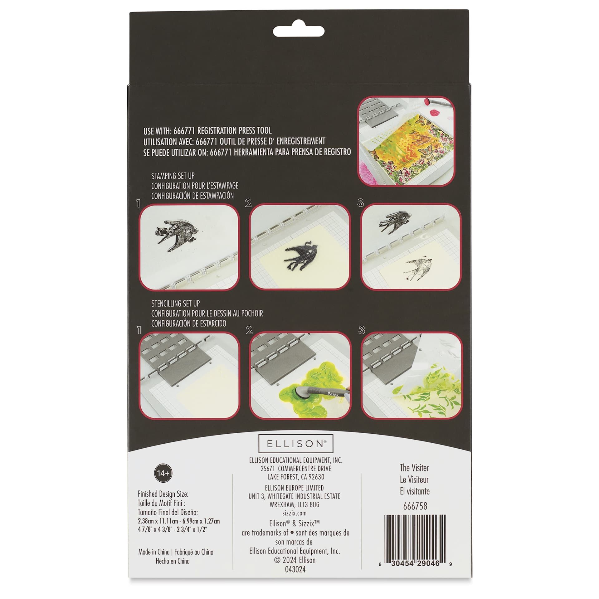 Sizzix Studio Layered Stencil and Stamp Set - Set of 9, Visiter back of packaging