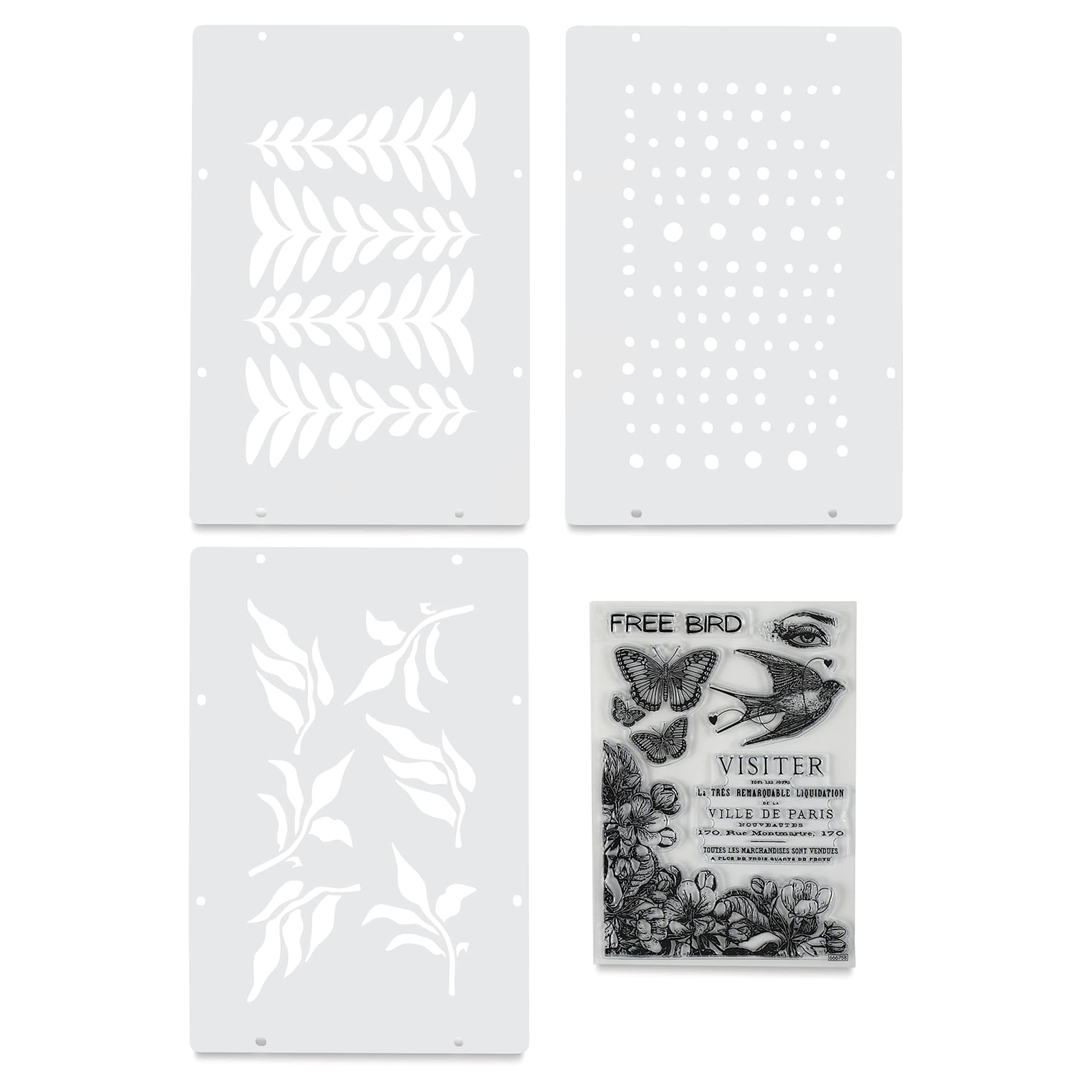Sizzix Studio Layered Stencil and Stamp Set - Set of 9, Visiter