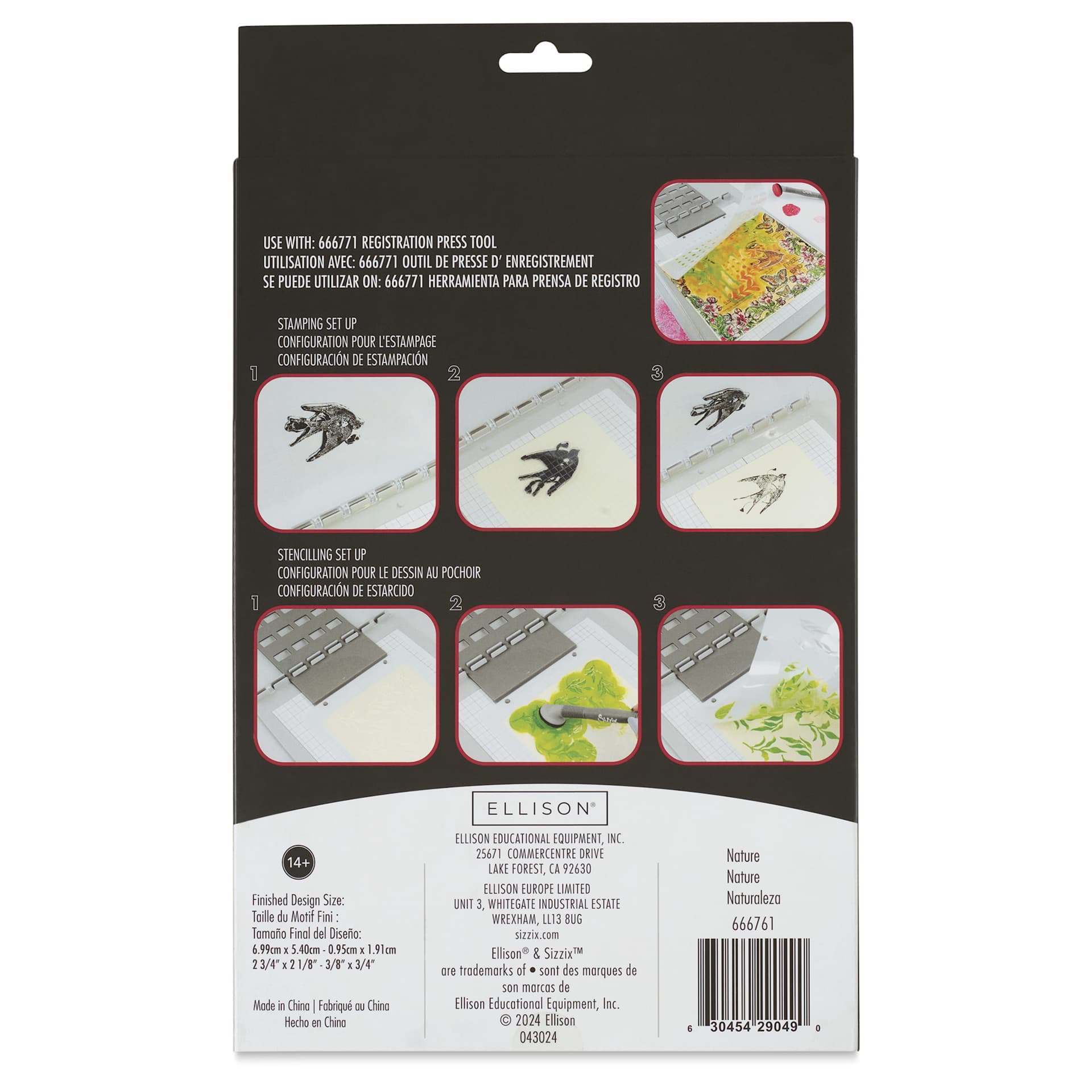Sizzix Studio Layered Stencil and Stamp Set - Set of 20, Nature back of packaging