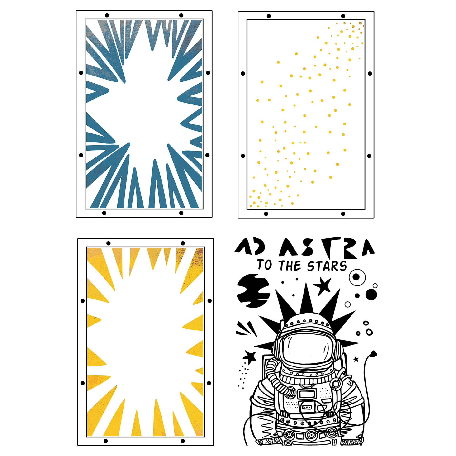 Sizzix Studio Layered Stencil and Stamp Set - Set of 13, Ad Astra