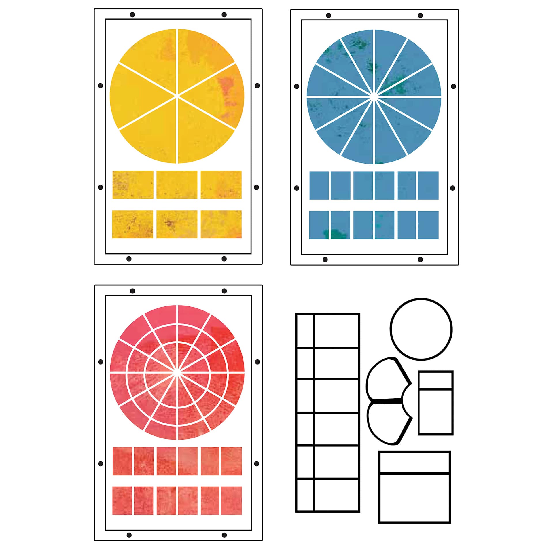 Sizzix Studio Layered Stencil and Stamp Set - Set of 8, Artist Tools