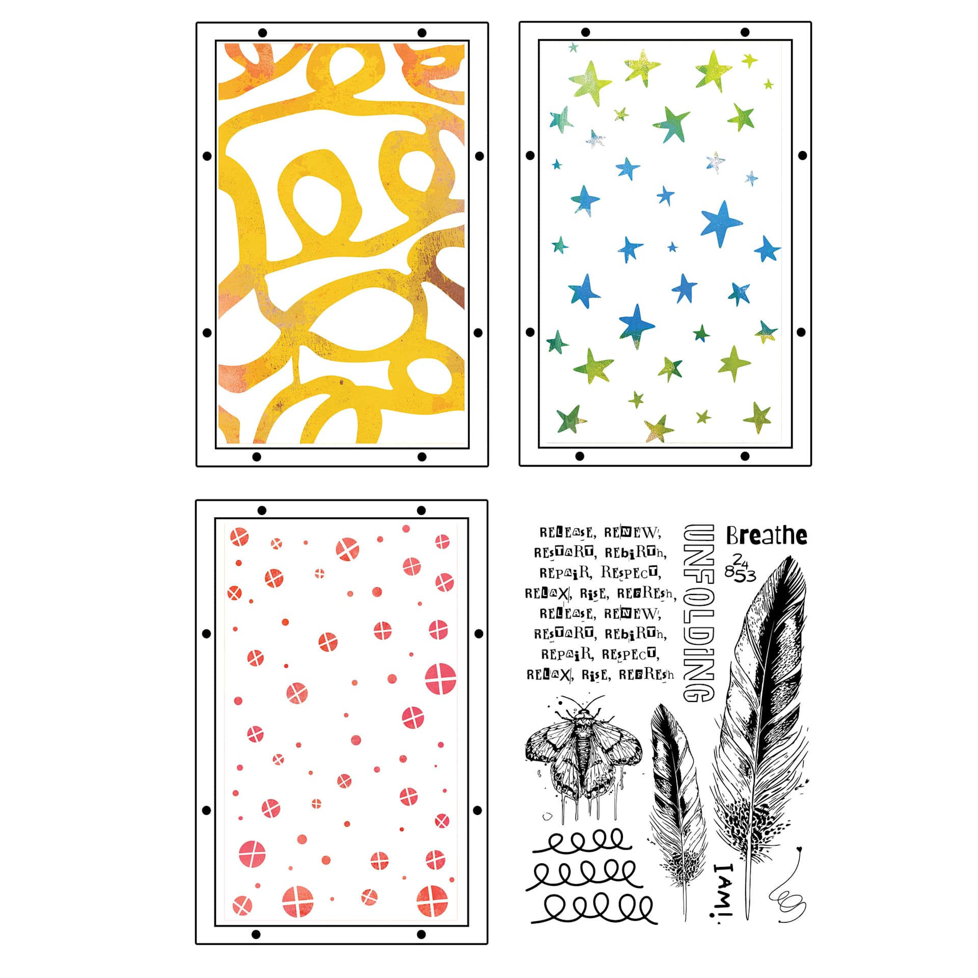 Sizzix Studio Layered Stencil and Stamp Set - Set of 13, The Rs Have It