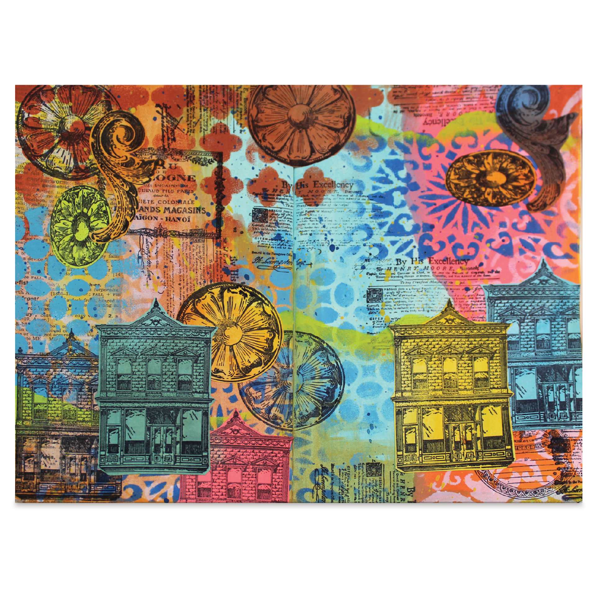Sizzix Studio Layered Stencil and Stamp Set - Set of 10, Build It A5 completed project