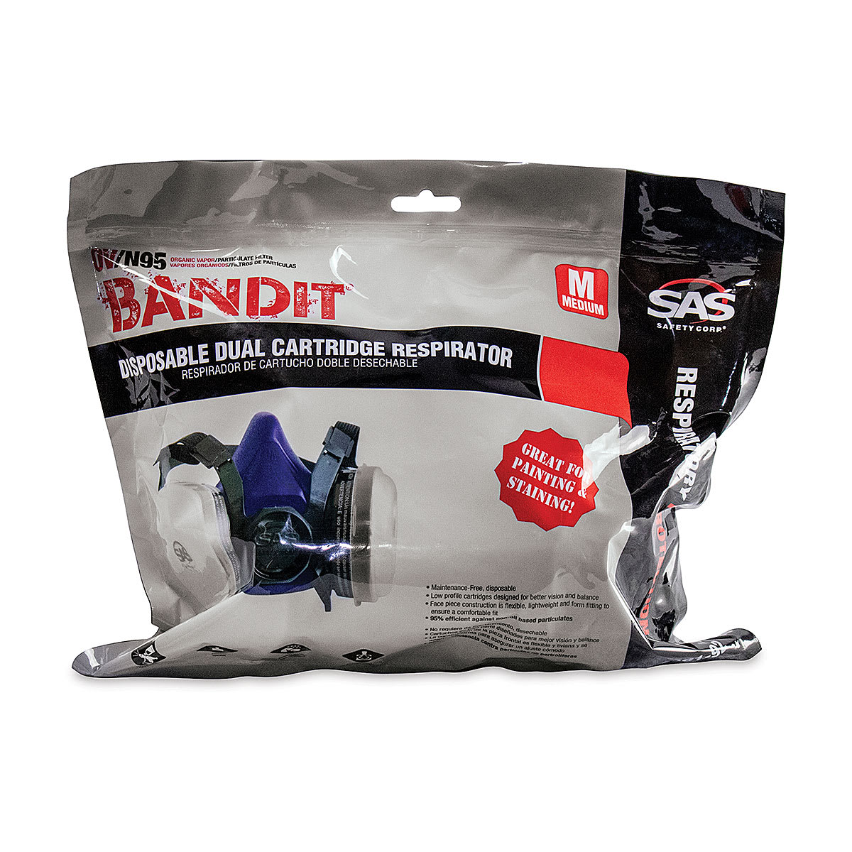 SAS Safety Bandit Disposable Respirator - Large - front of packaging