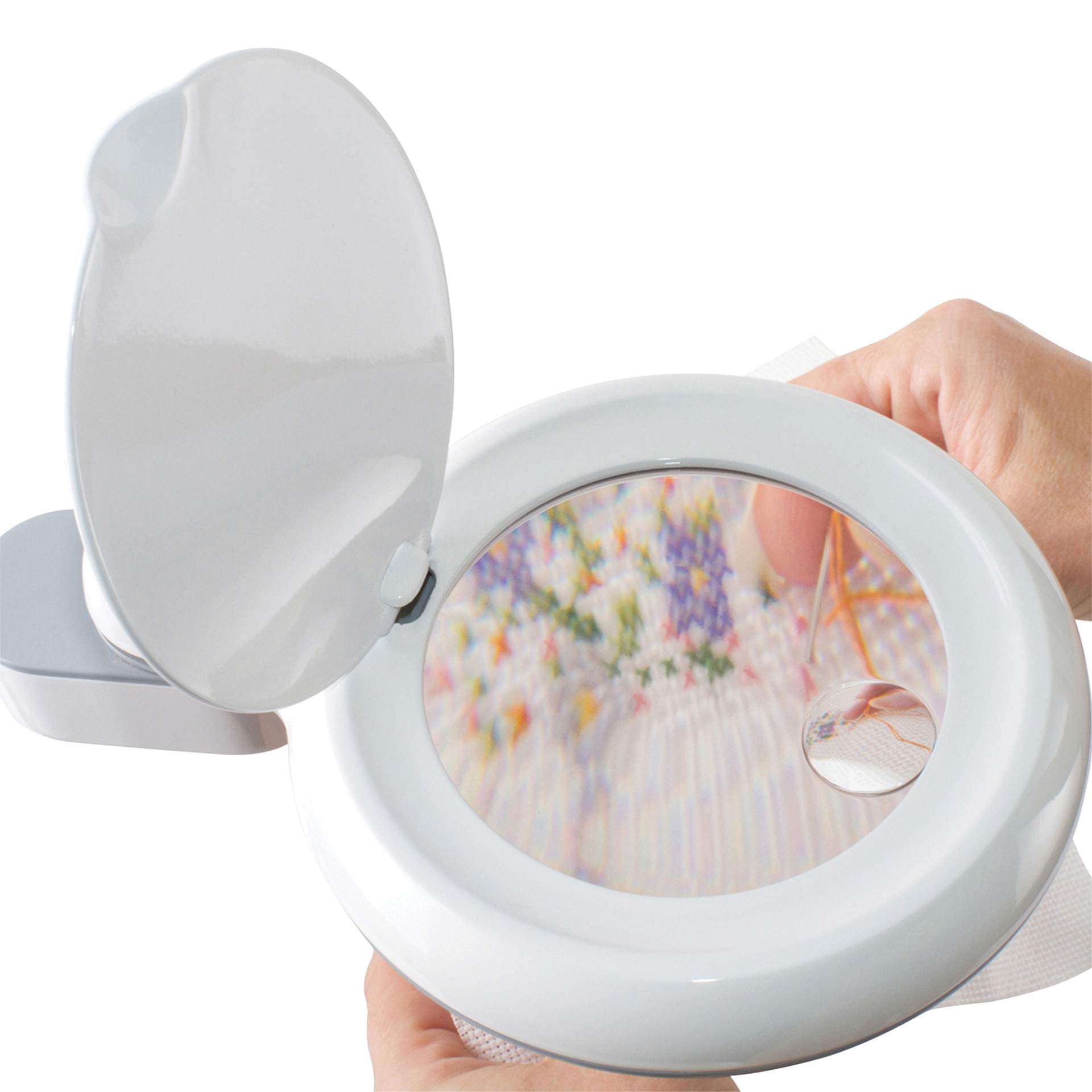 OttLite Space-Saving LED Magnifier Desk Lamp - white, close-up